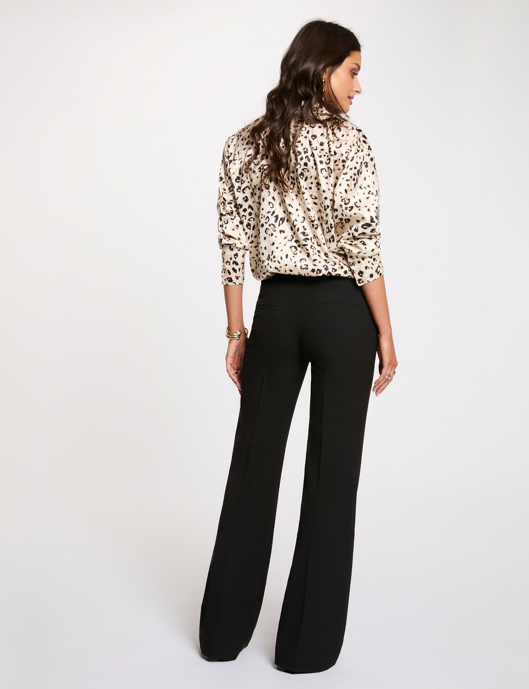 Bootcut hochgeschnittene Hose schwarz damen