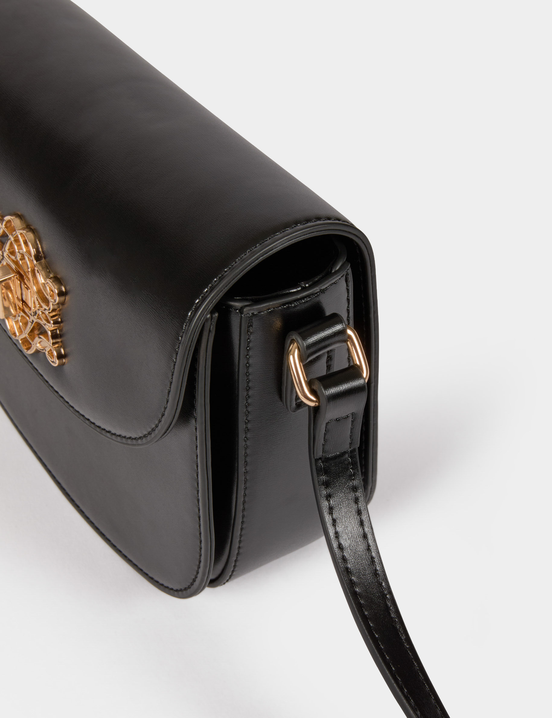 Sac bandouli&egrave;re similicuir noir femme