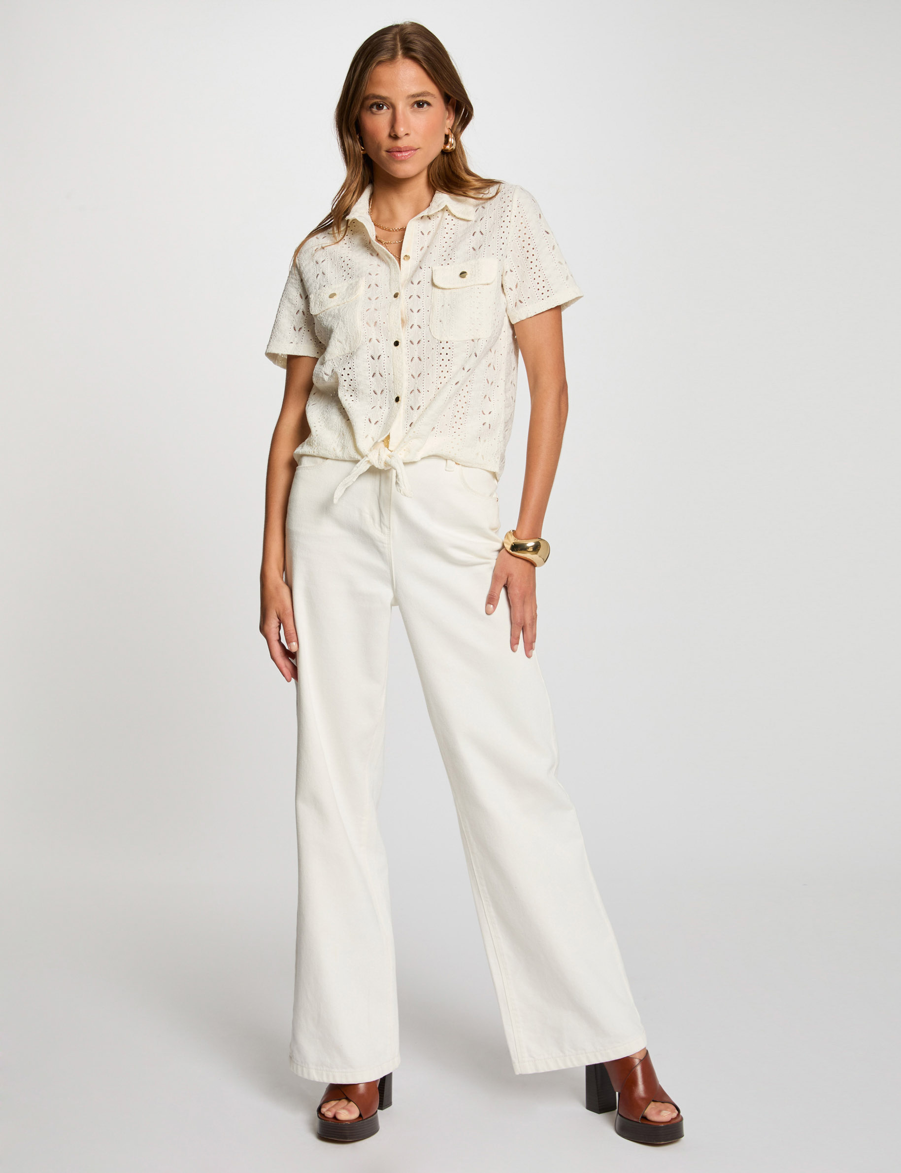 chemise manches courtes ivoire femme Chemise manches courtes ivoire femme