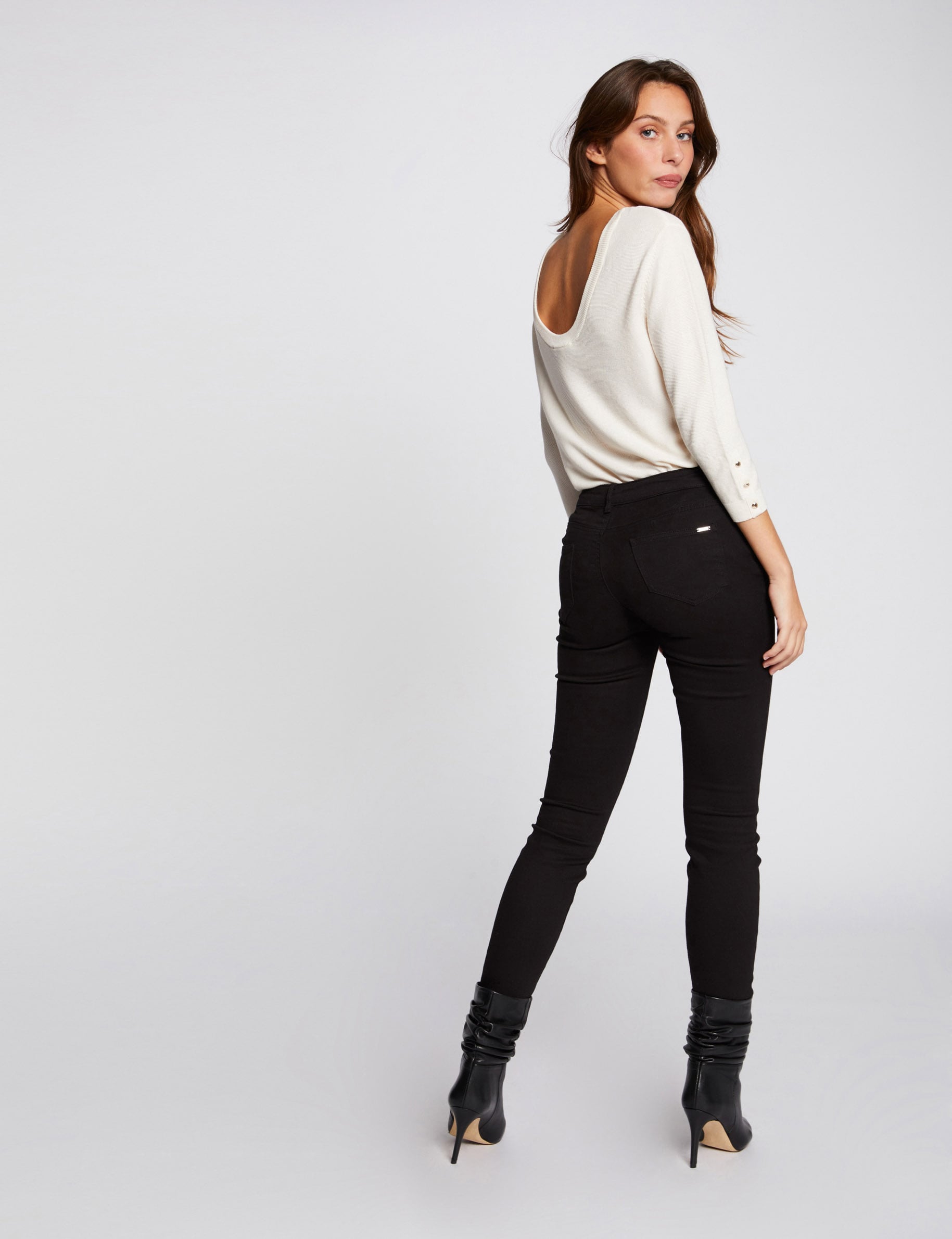 R&ouml;hrenhose mit niedriger Taille schwarz damen