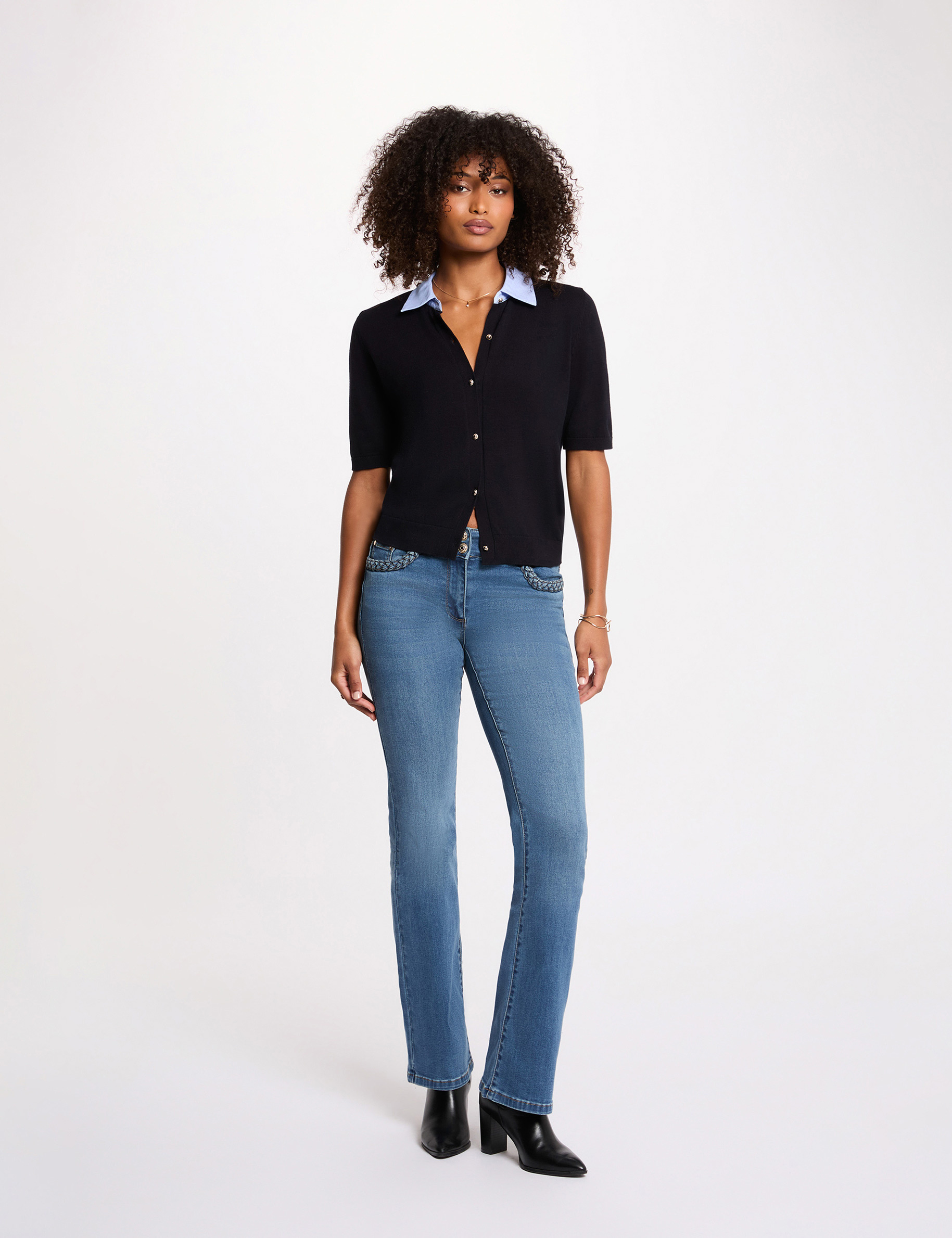 Pullover mit Reverskragen marineblau damen