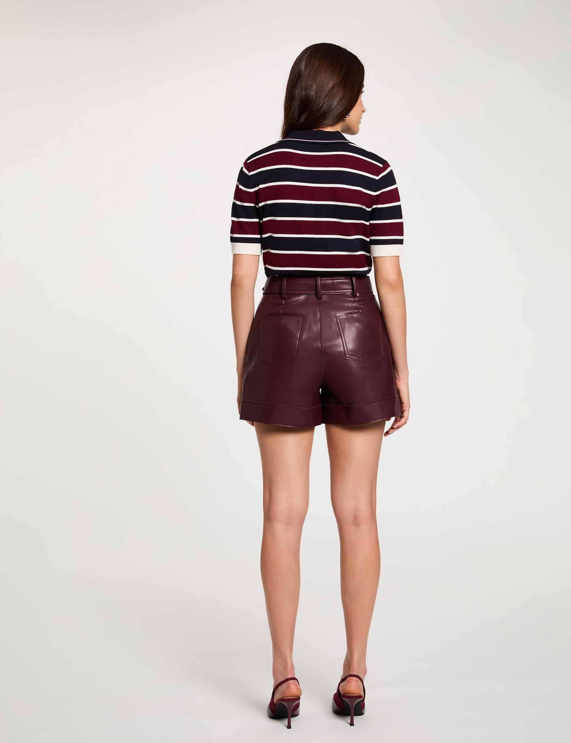 Gestreifter Pullover mit Polokragen bordeaux damen