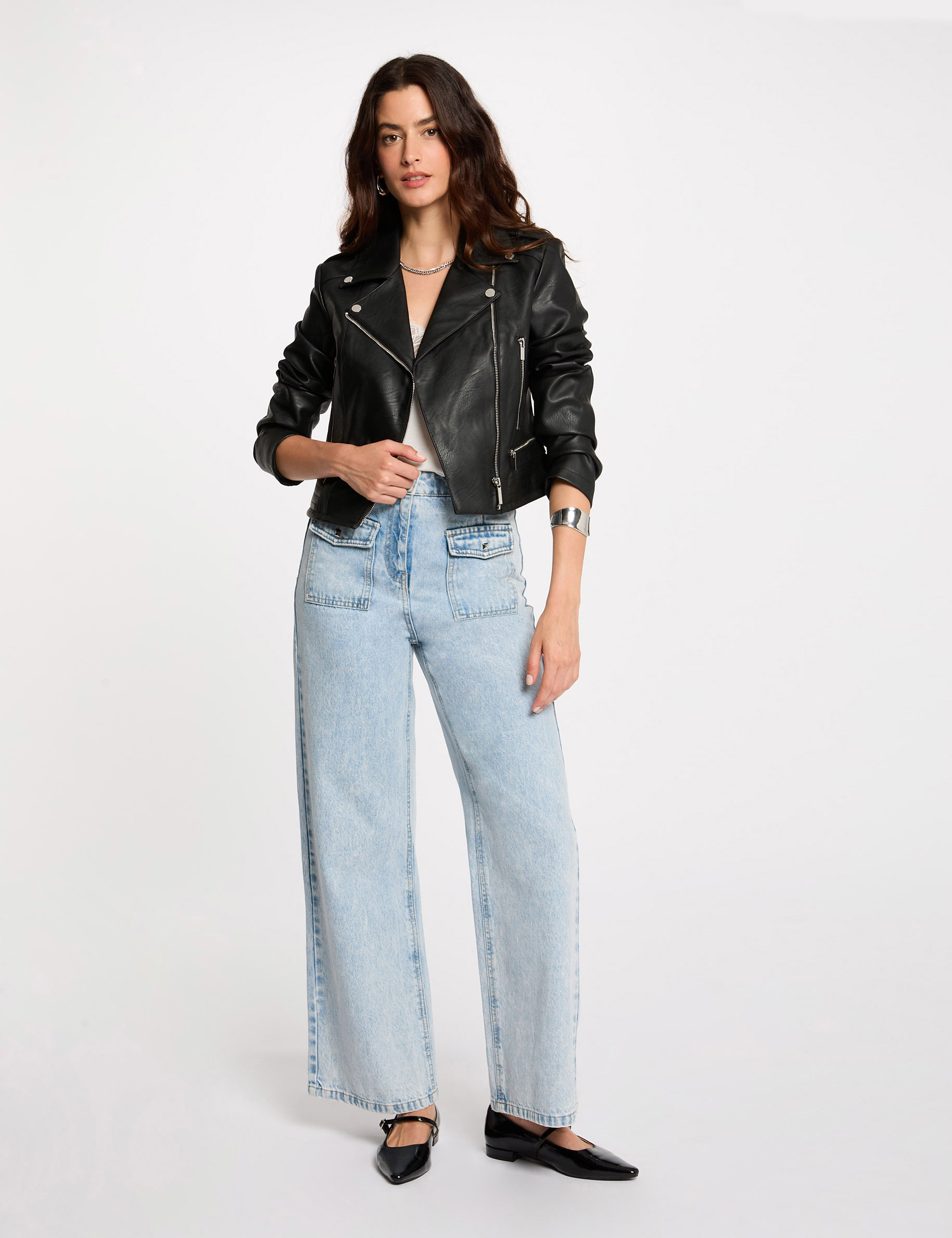 gerader blouson mit reverskragen schwarz damen Gerader Blouson mit Reverskragen schwarz damen