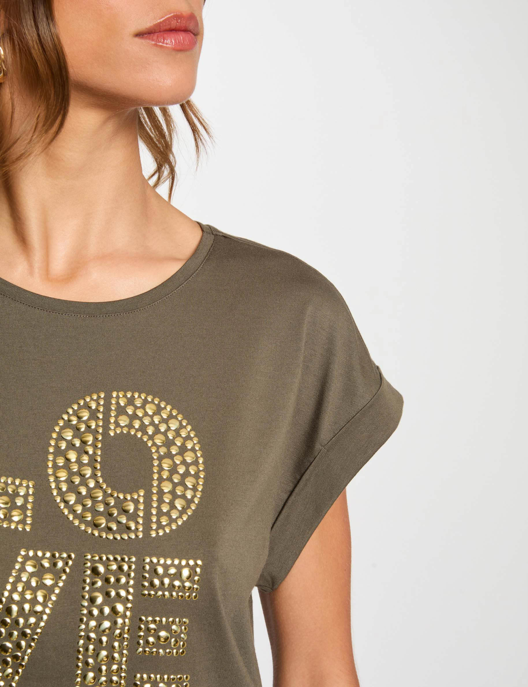 t shirt mit aufdruck khakigrun damen T-Shirt mit Aufdruck khakigrün damen