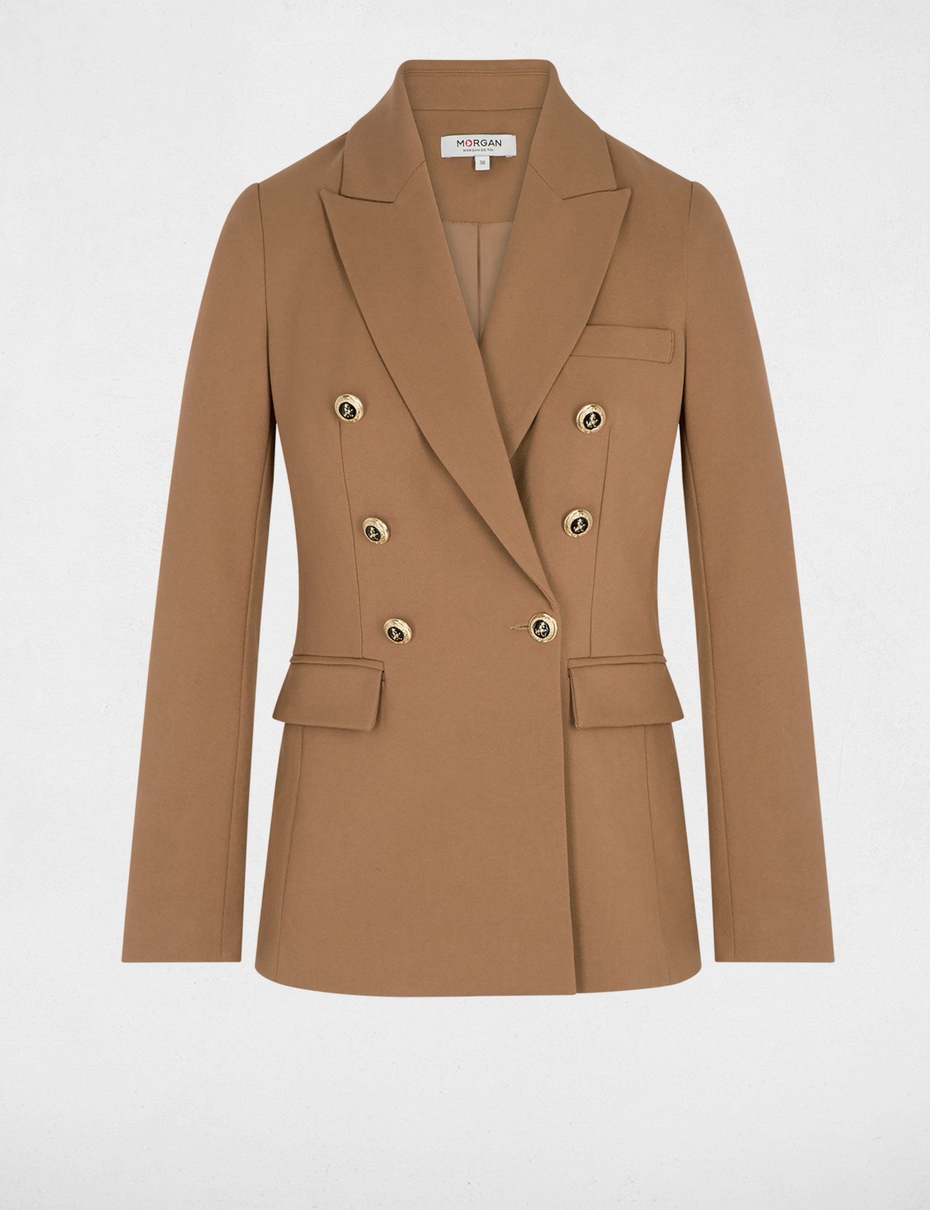 Blazer ajust&eacute; manches longues marron femme