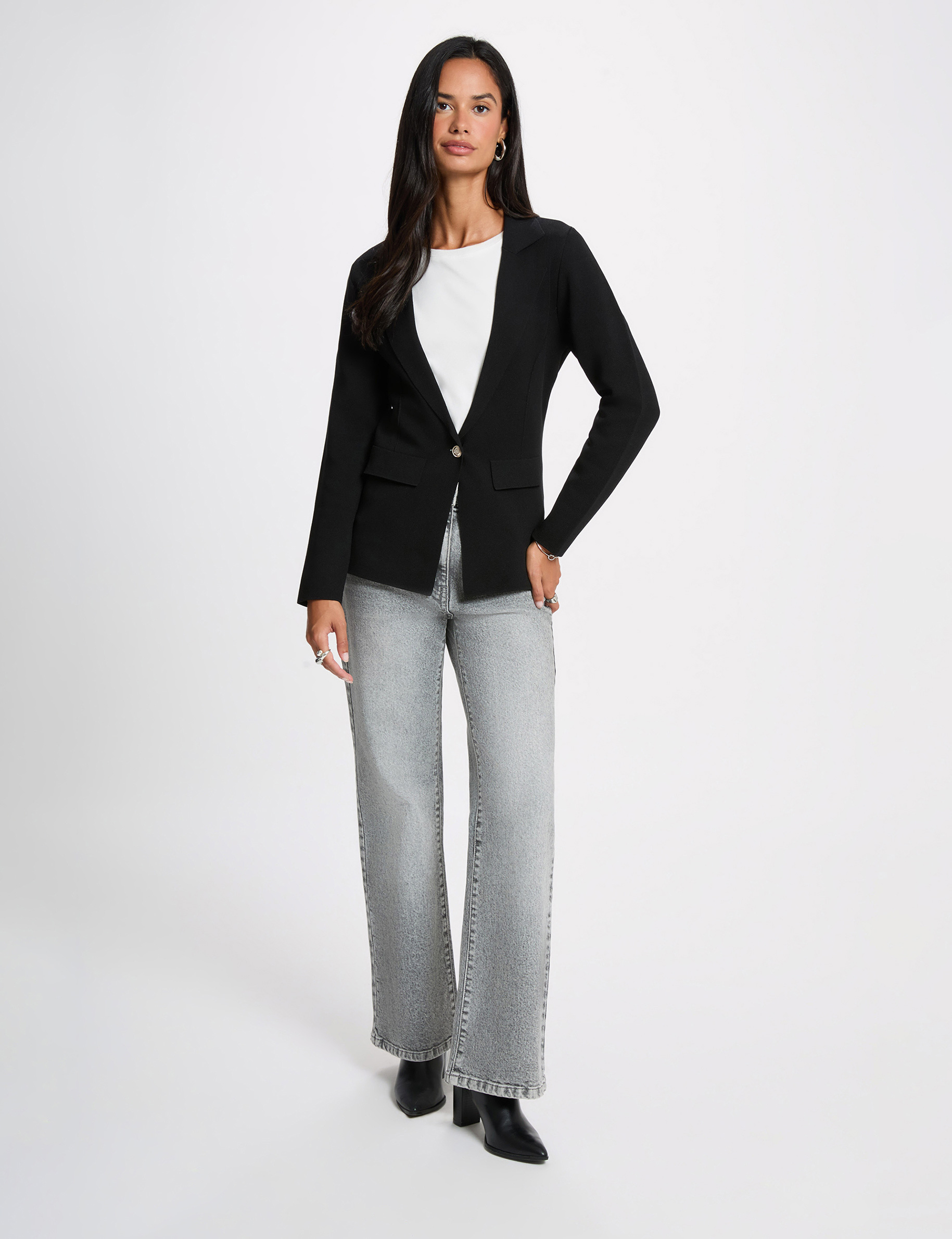 Taillierte Jacke mit Reverskragen schwarz damen