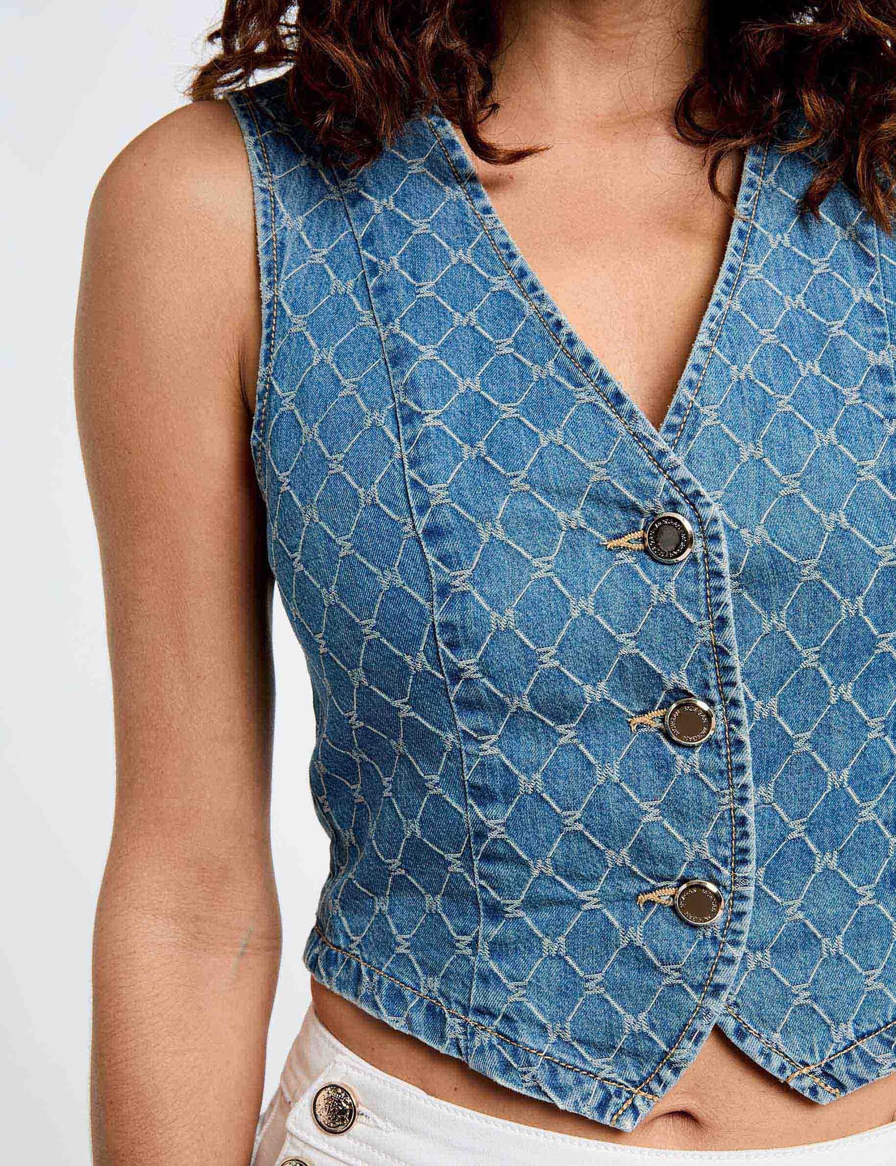 armelloses jeans veston stone denim damen Ärmelloses Jeans-Veston stone denim damen