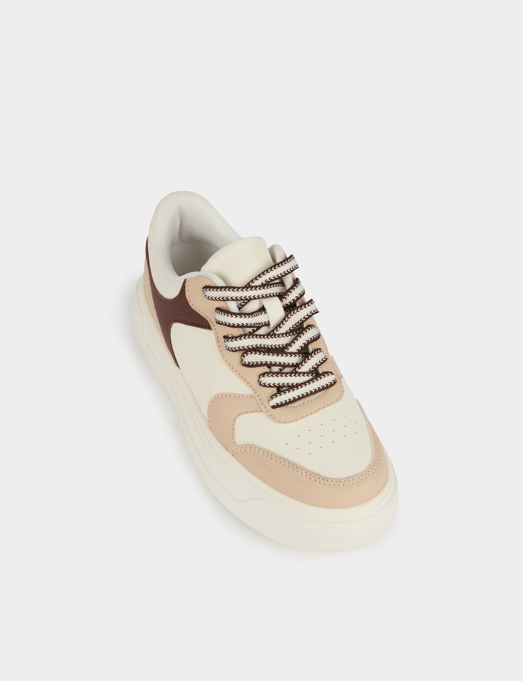 Zweifarbige Kunstleder-Sneaker weiss damen