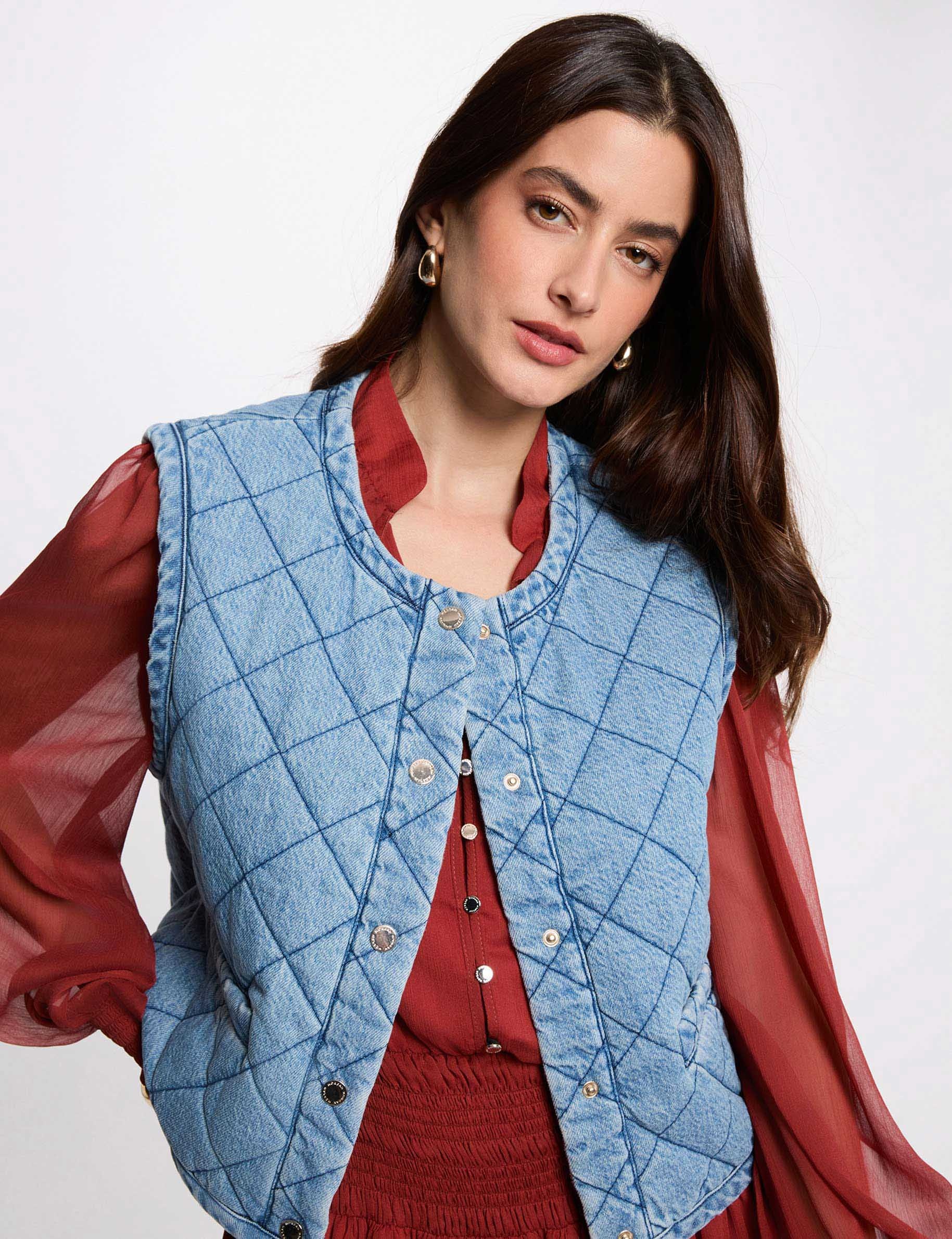 &Auml;rmellose Steppweste stone denim damen