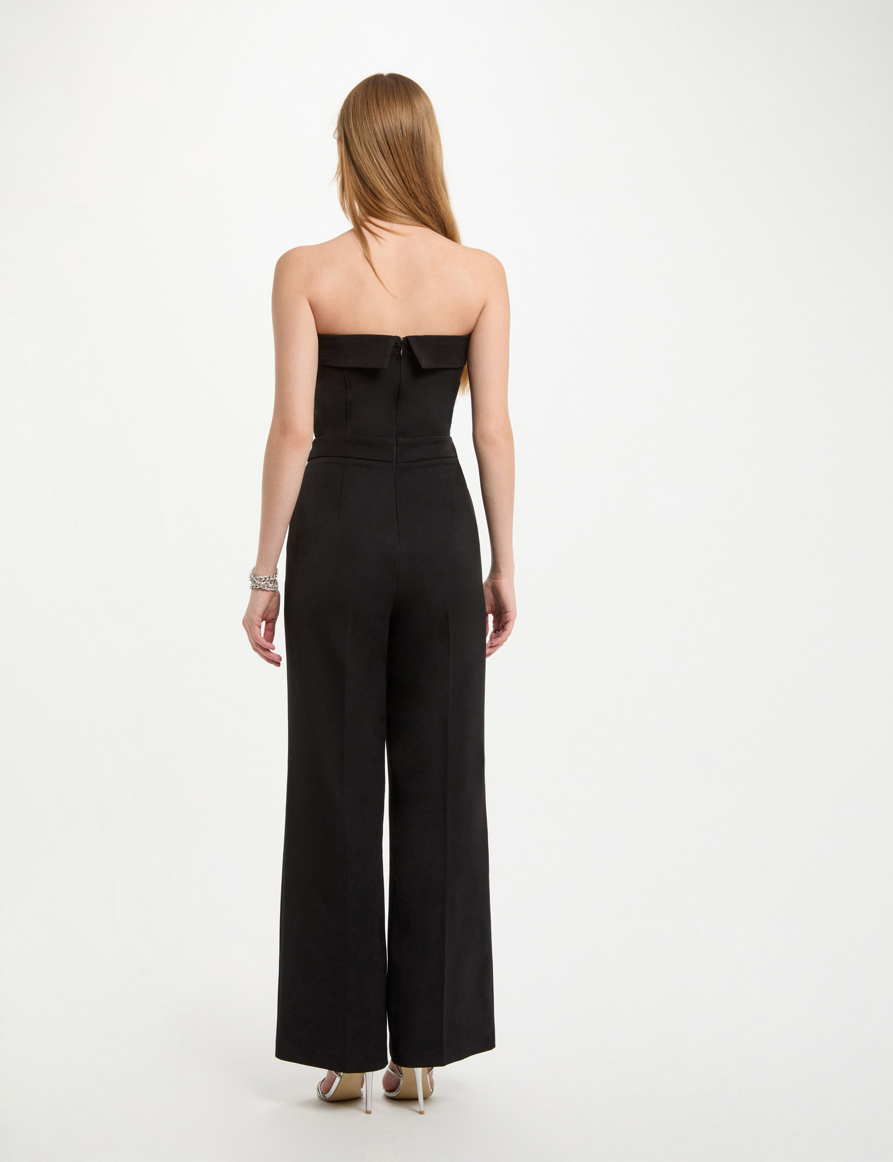 langer jumpsuit mit bustier ausschnitt schwarz damen Langer Jumpsuit mit Bustier-Ausschnitt schwarz damen