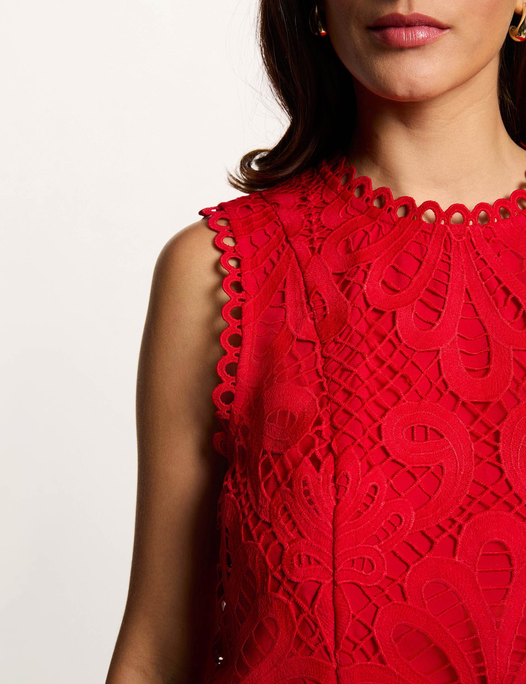 Top sans manches dentelle rouge femme