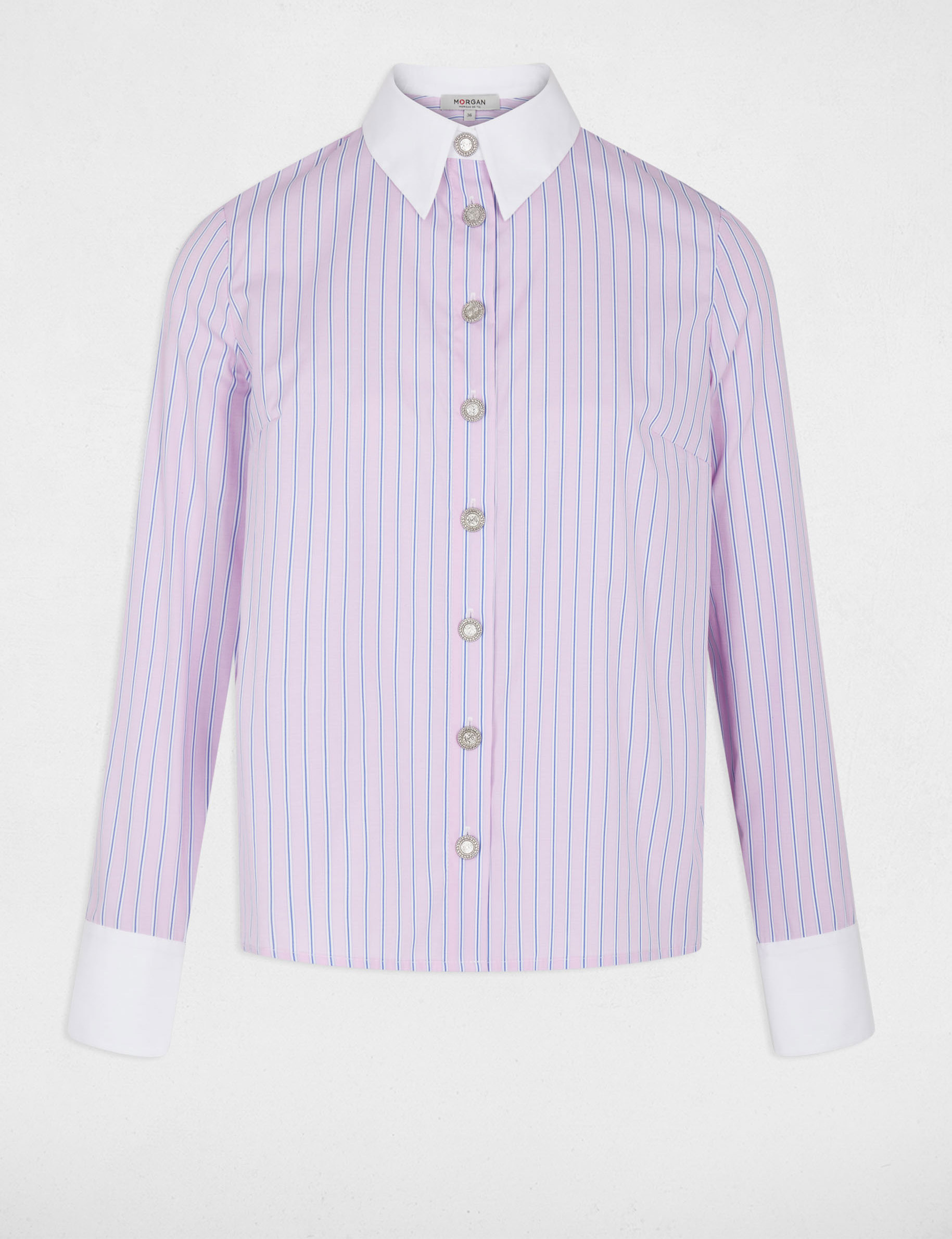 Gestreiftes Hemd mit langen &Auml;rmeln rosa damen