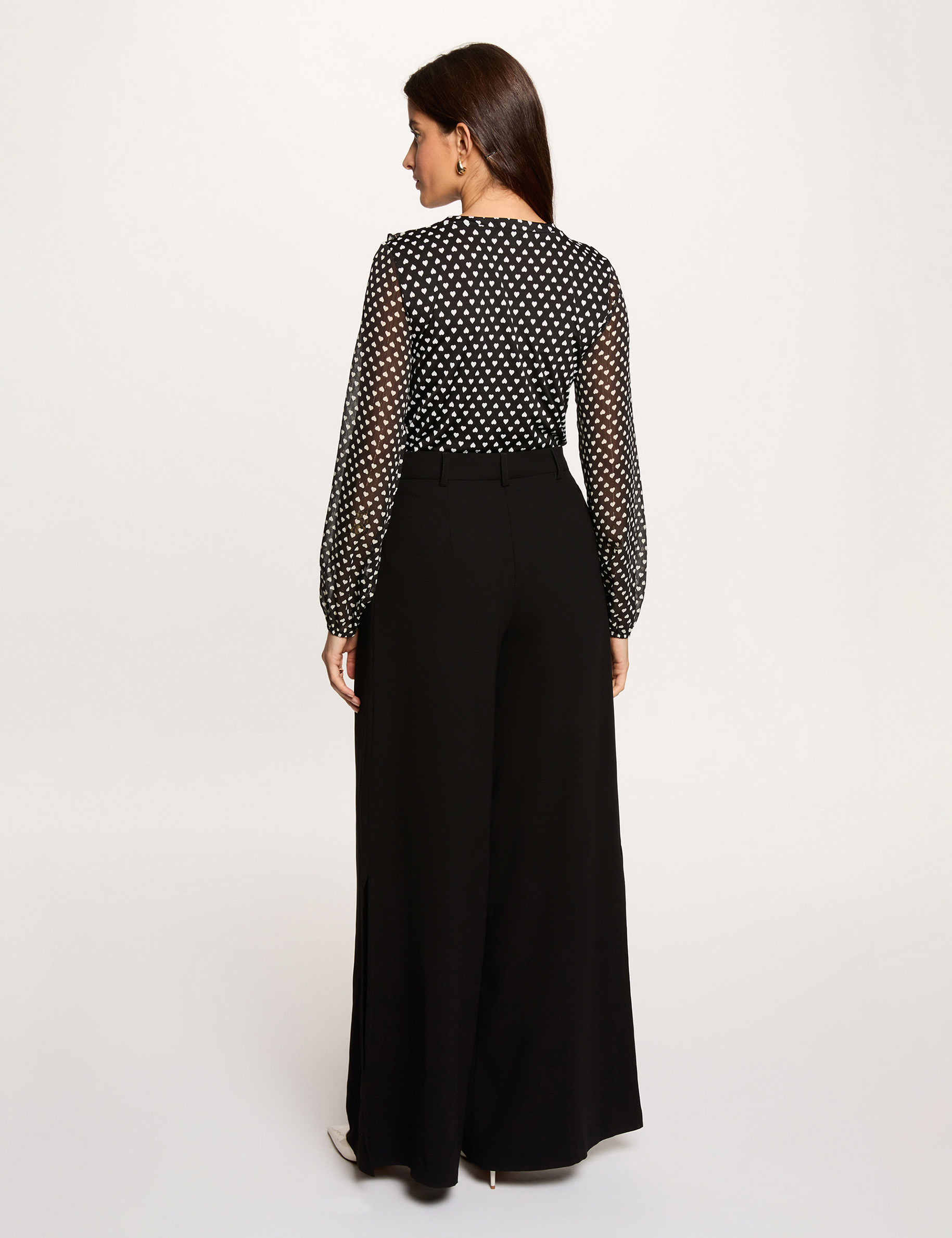 Chemise voile col v noir femme