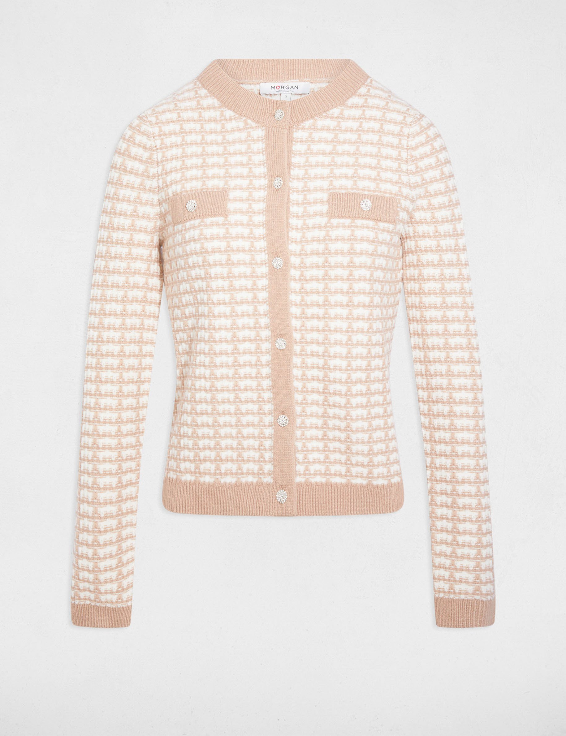 Strickjacke mit Jacquardmuster maulwurfsgrau damen