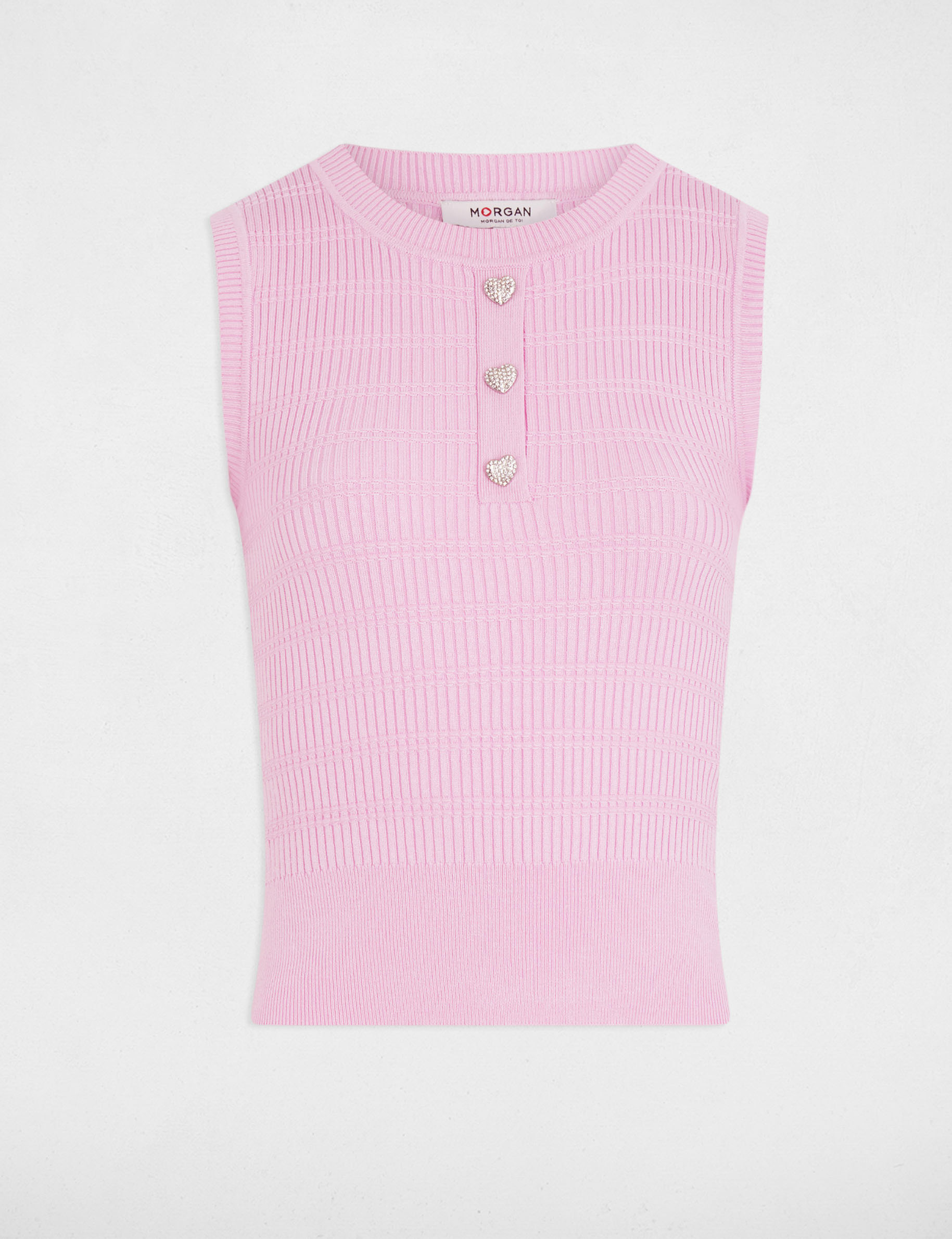 debardeur maille sans manches rose pastel femme Débardeur maille sans manches rose pastel femme