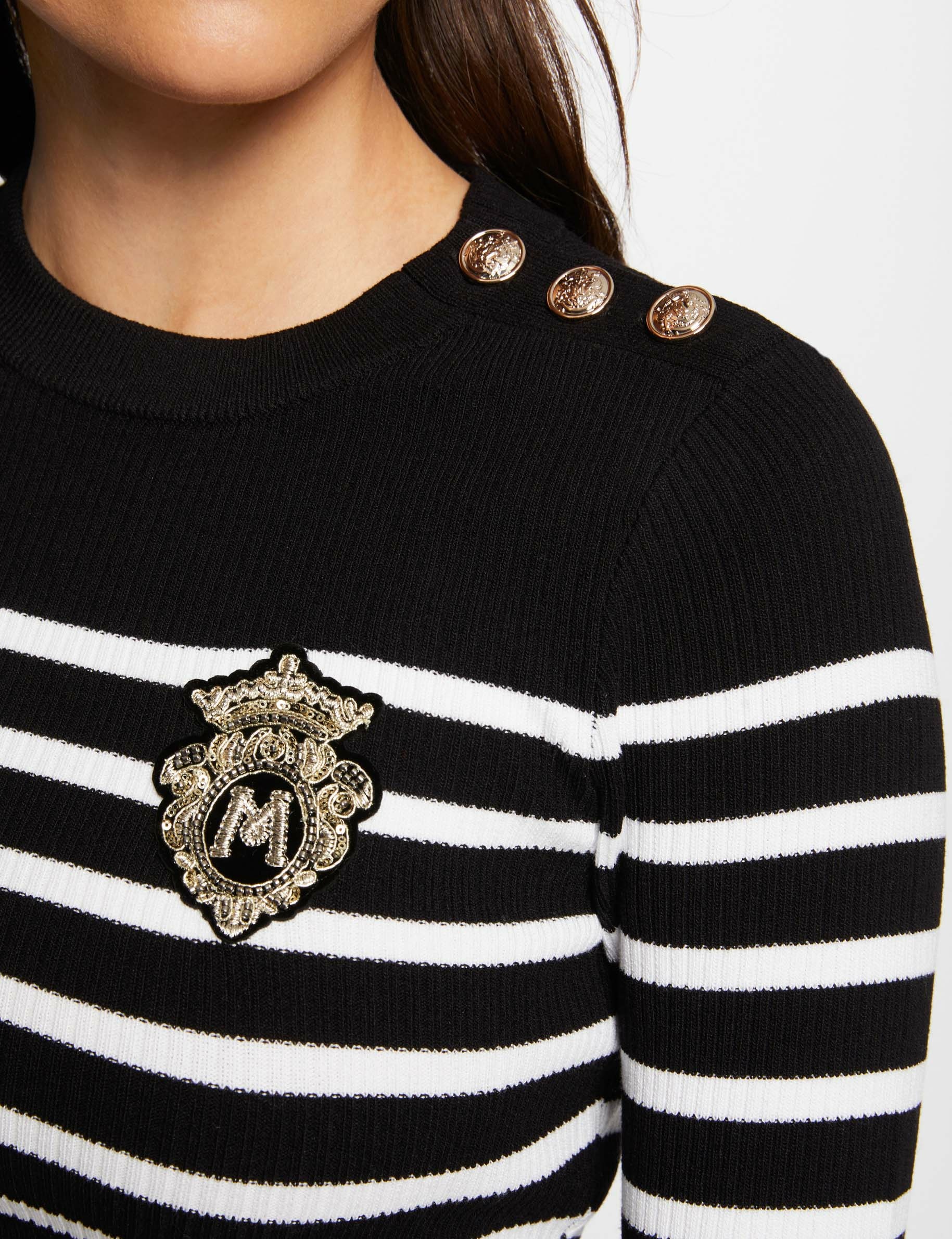 pull manches longues a rayures noir femme Pull manches longues à rayures noir femme