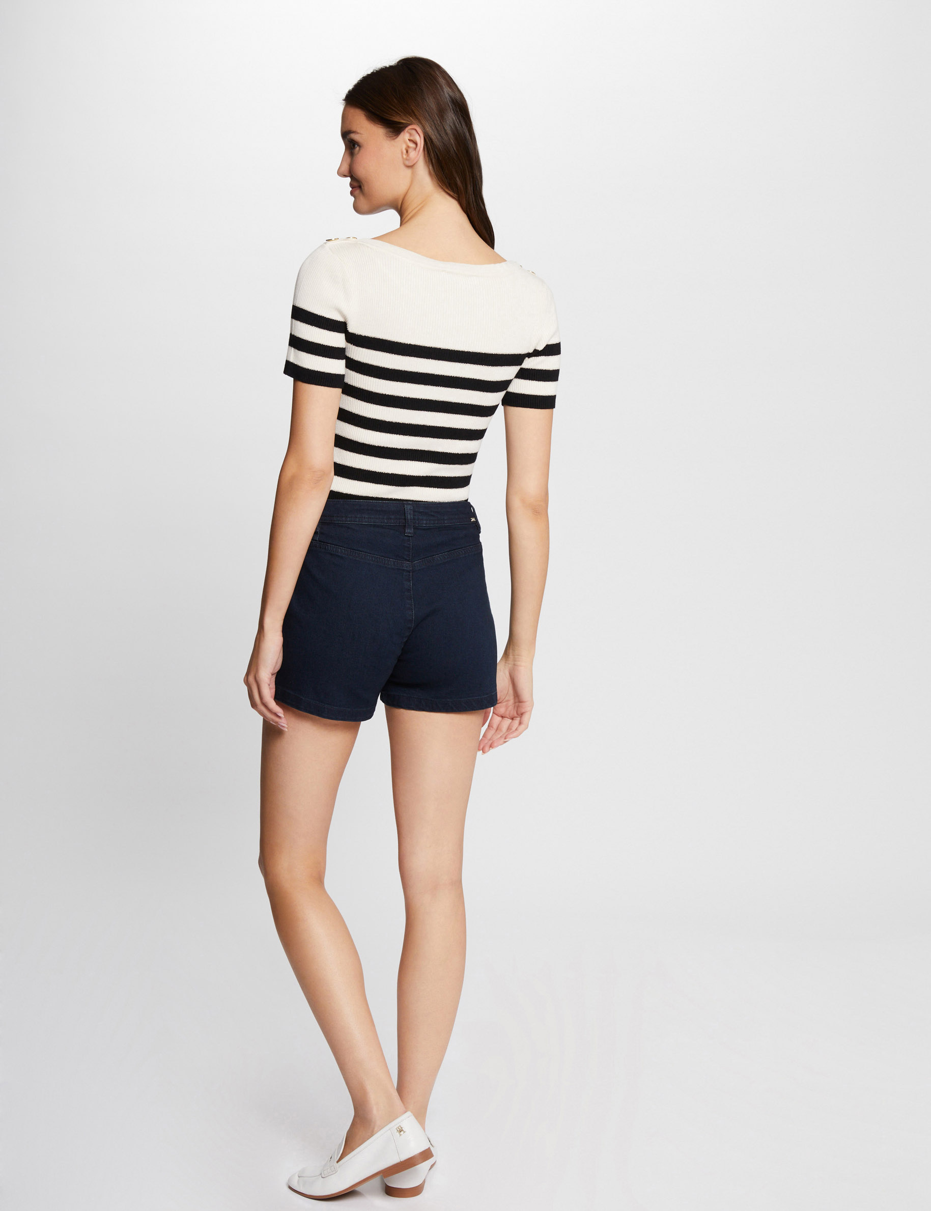 pull col rond rayures ivoire femme Pull col rond � rayures ivoire femme