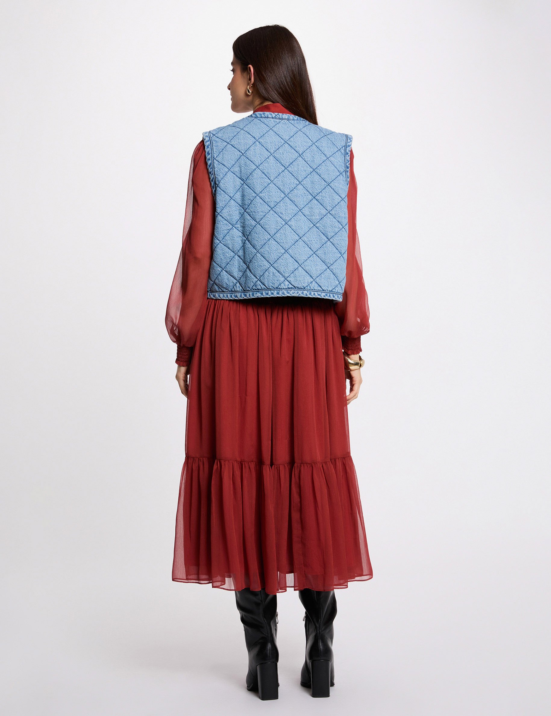 &Auml;rmellose Steppweste stone denim damen