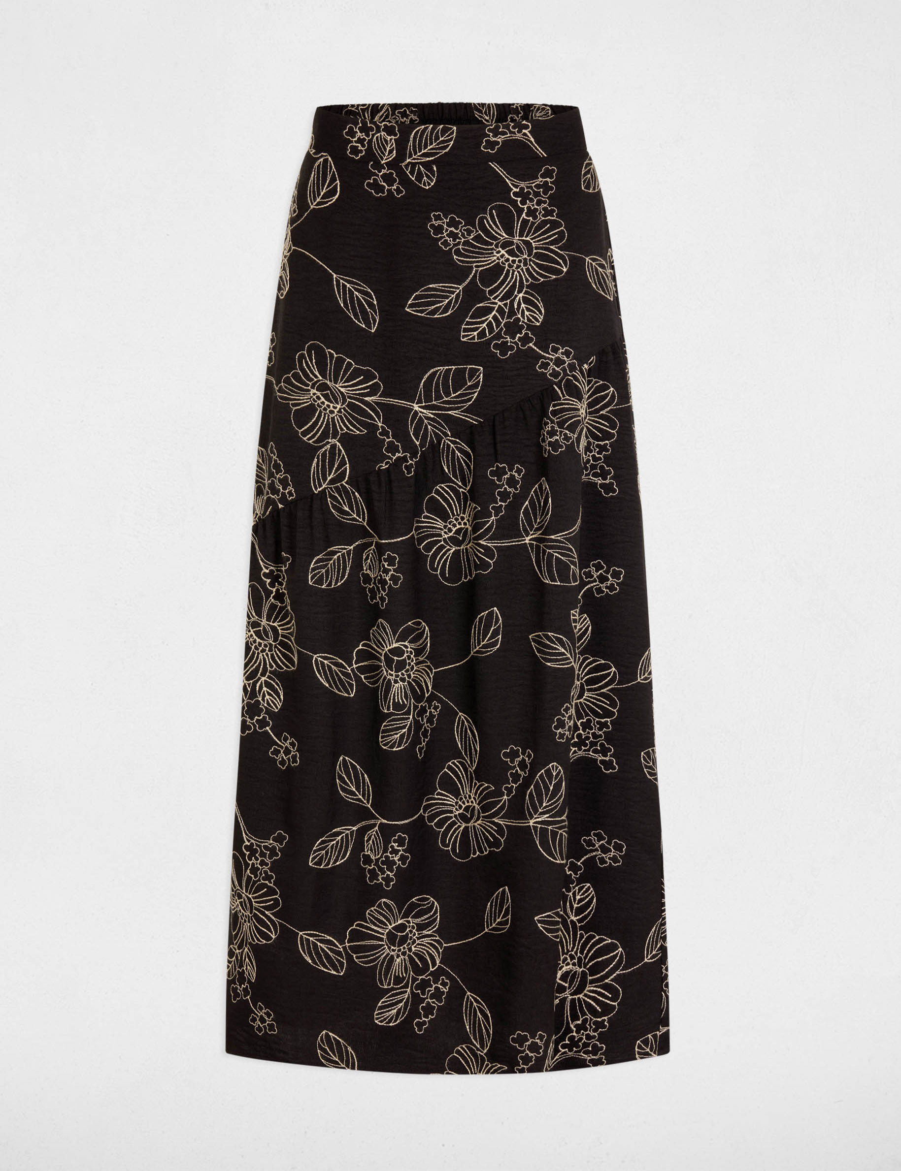 Jupe longue taille haute noir femme