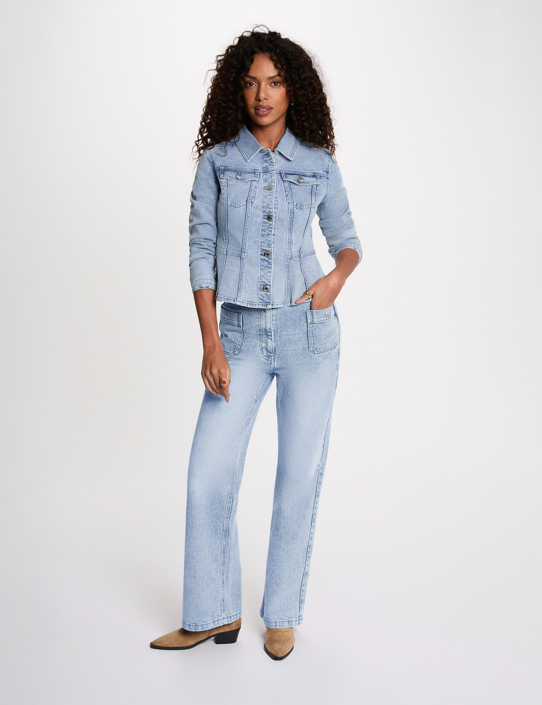 Veste jean ajust&eacute;e denim double stone femme