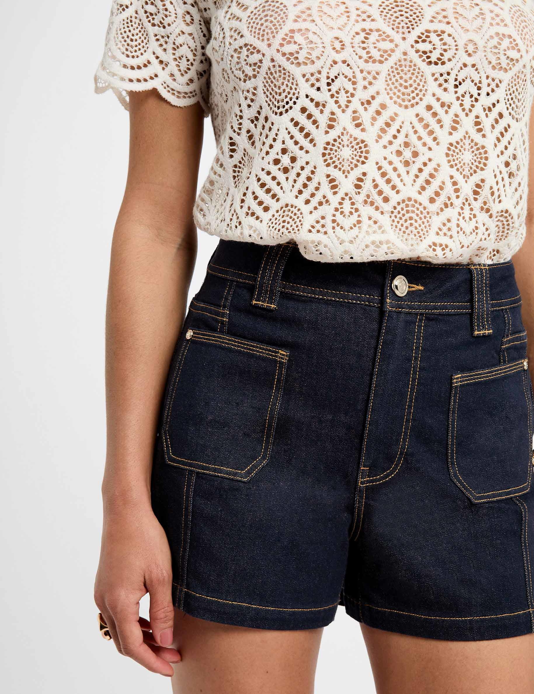 short taille haute en jean denim brut femme Short taille haute en jean denim brut femme