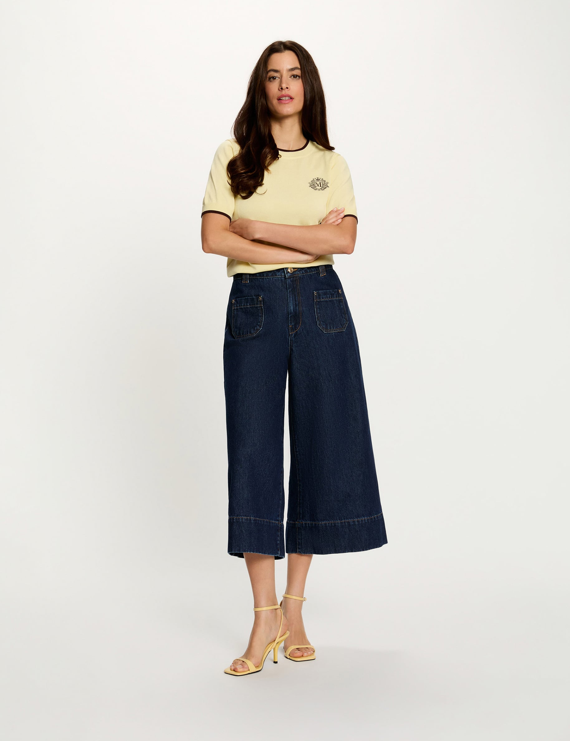 Bermuda taille haute bleu femme