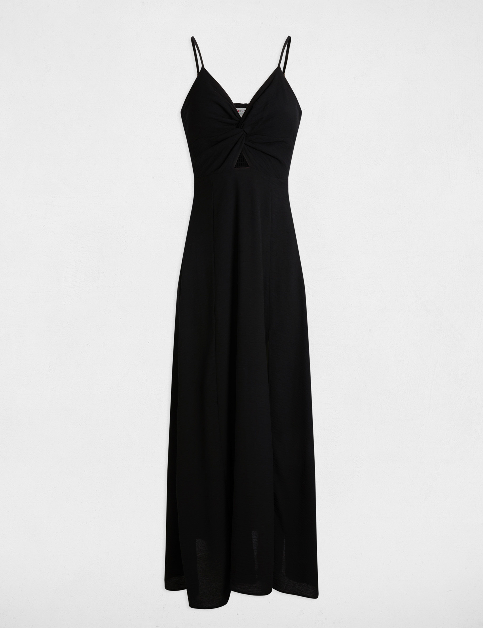 Langes gerades Kleid mit Schlitz schwarz damen