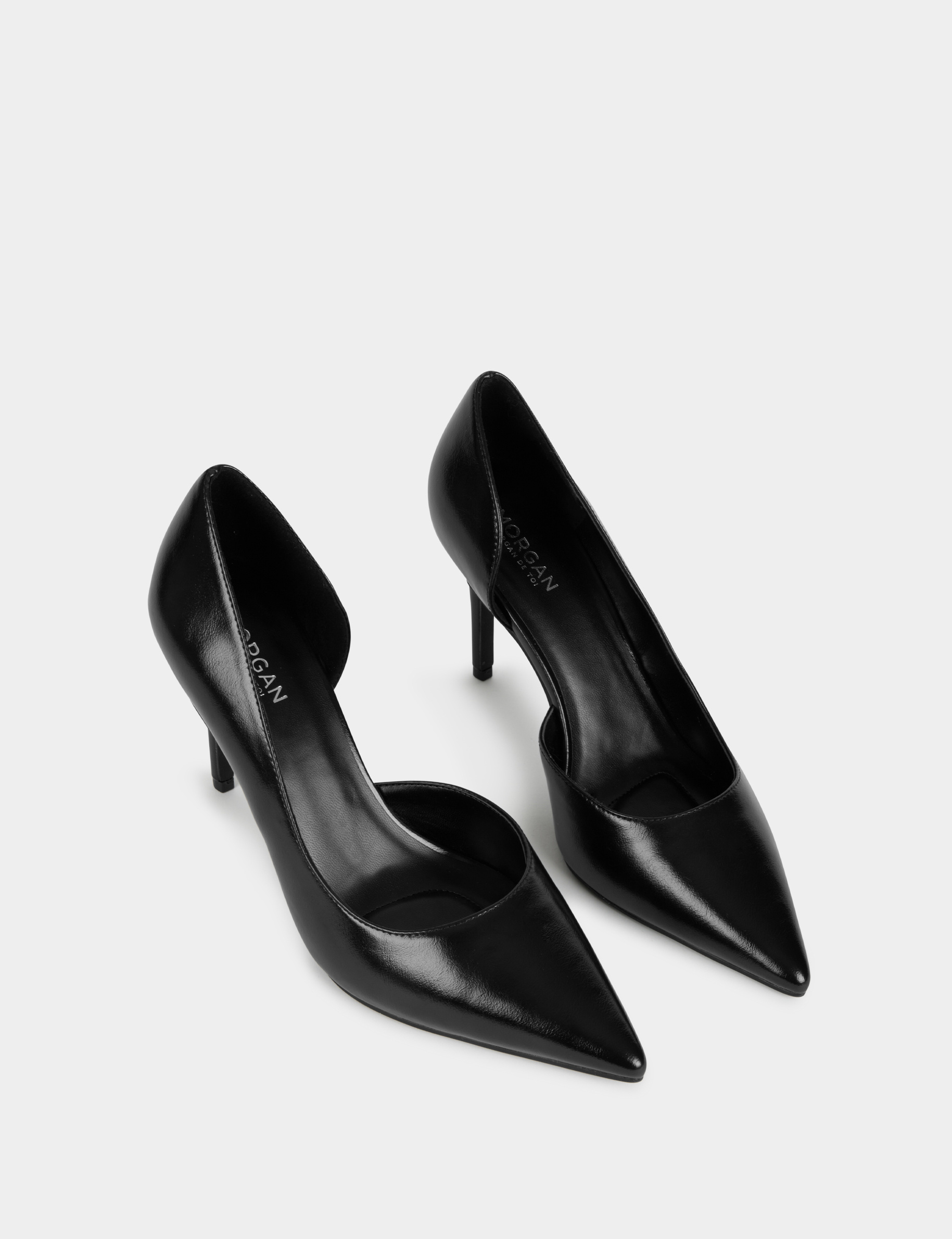 Escarpin c&ocirc;t&eacute; ouvert noir femme
