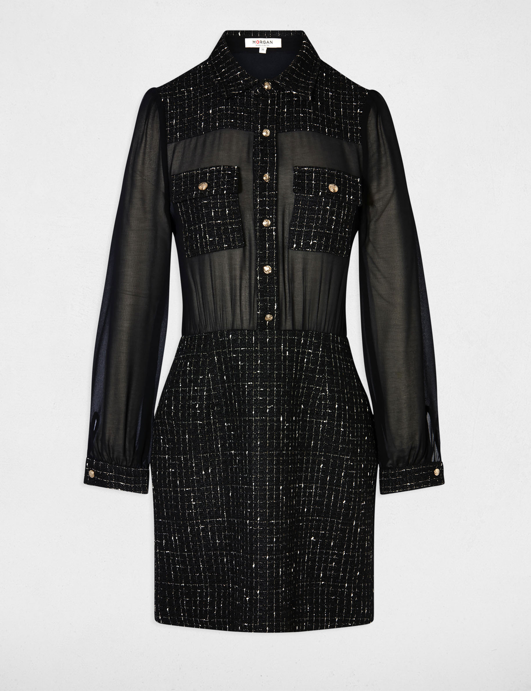 Robe courte bimati&egrave;re noir femme