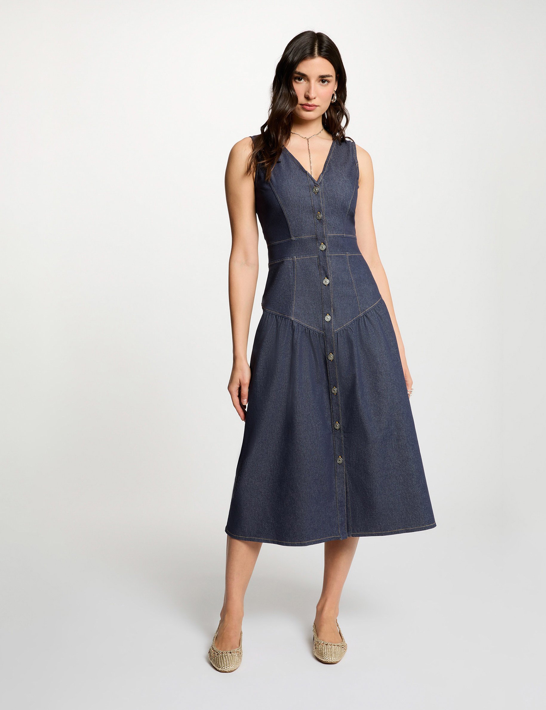 Robe ajust&eacute;e effet jean denim brut femme