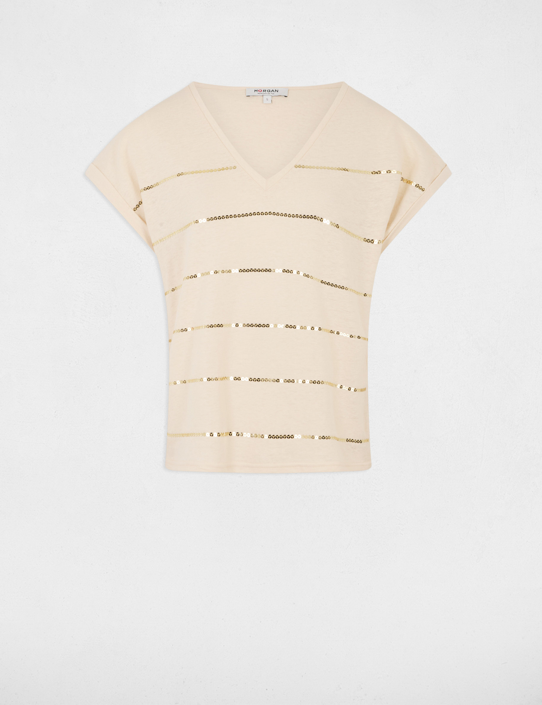 t shirt manches courtes creme femme T-shirt manches courtes creme femme