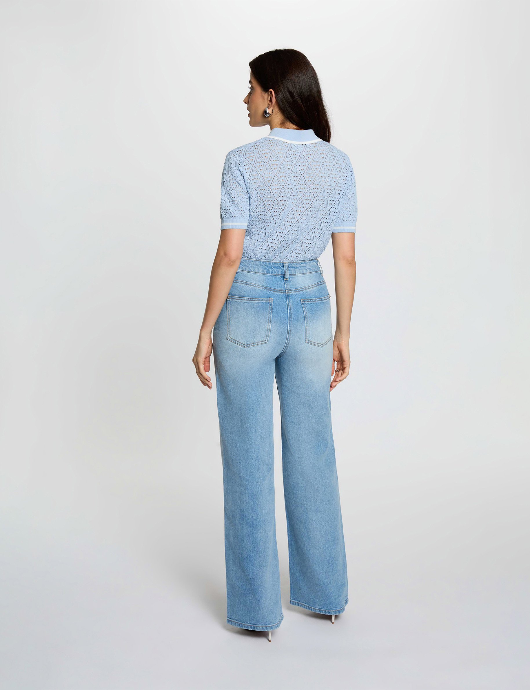 Strickjacke mit Reverskragen himmelblau damen