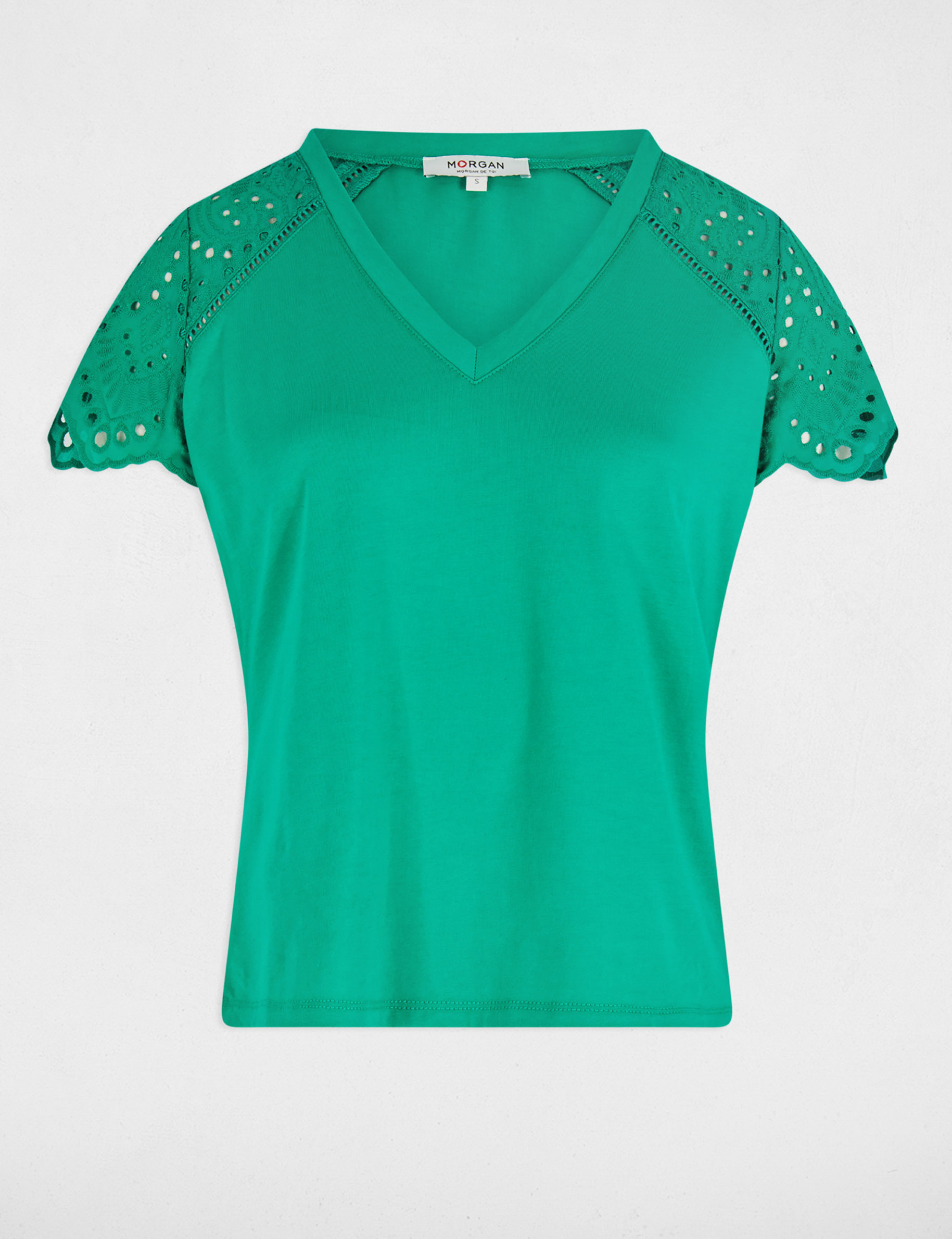 t shirt manches courtes vert emeraude femme T-shirt manches courtes vert émeraude femme