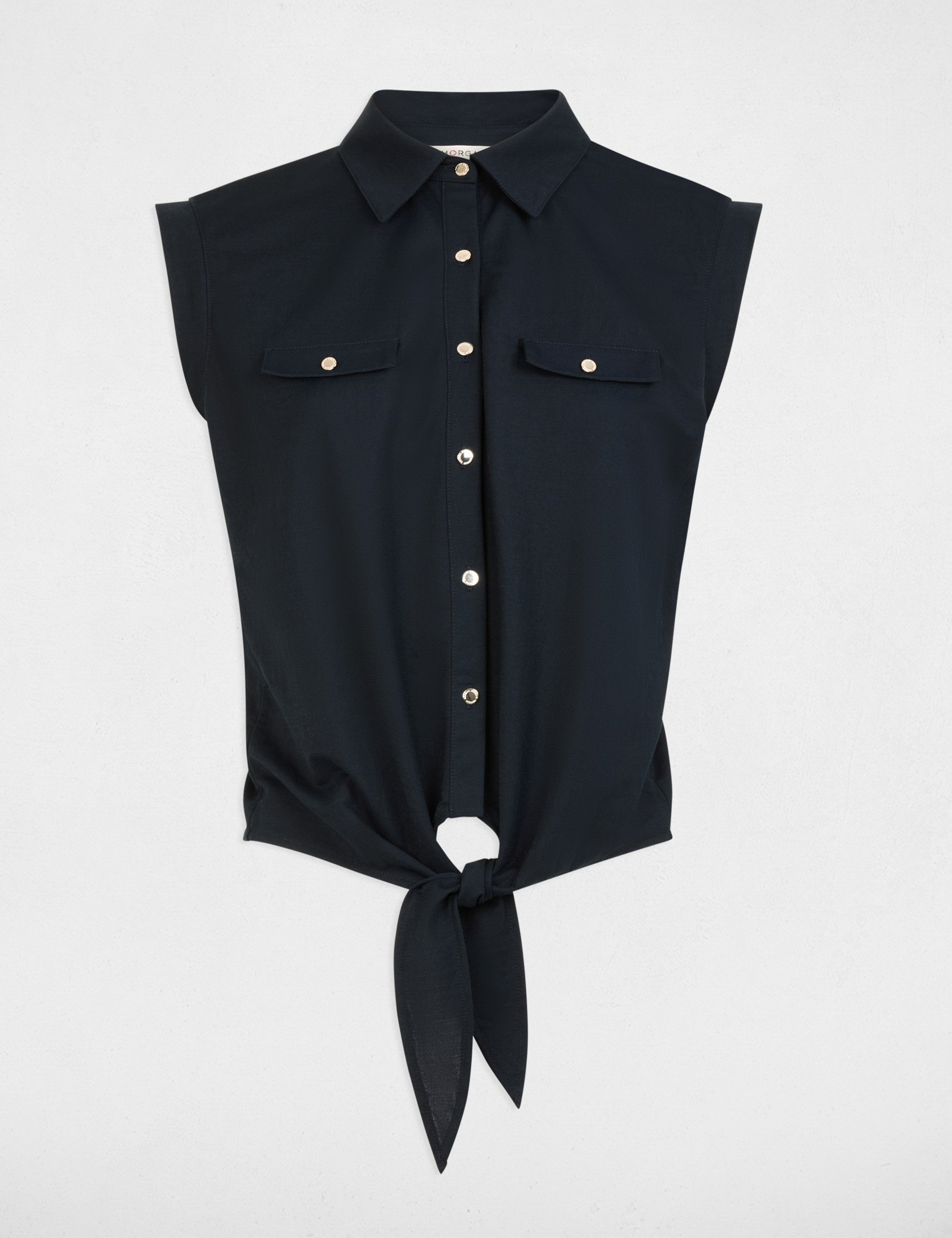 &Auml;rmellose Bluse marineblau damen