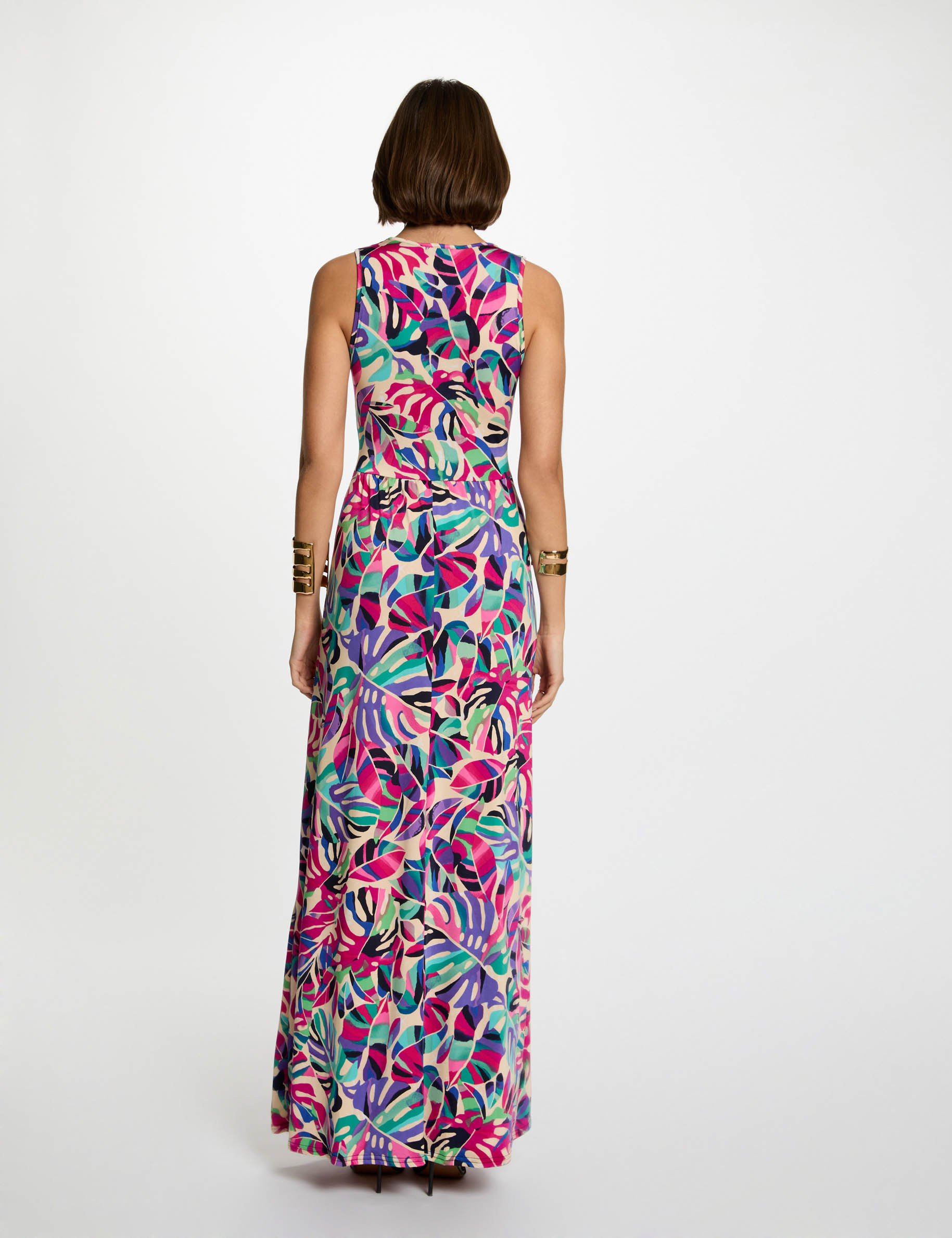 robe longue droite imprimee multicolore femme Robe longue droite imprimée multicolore femme