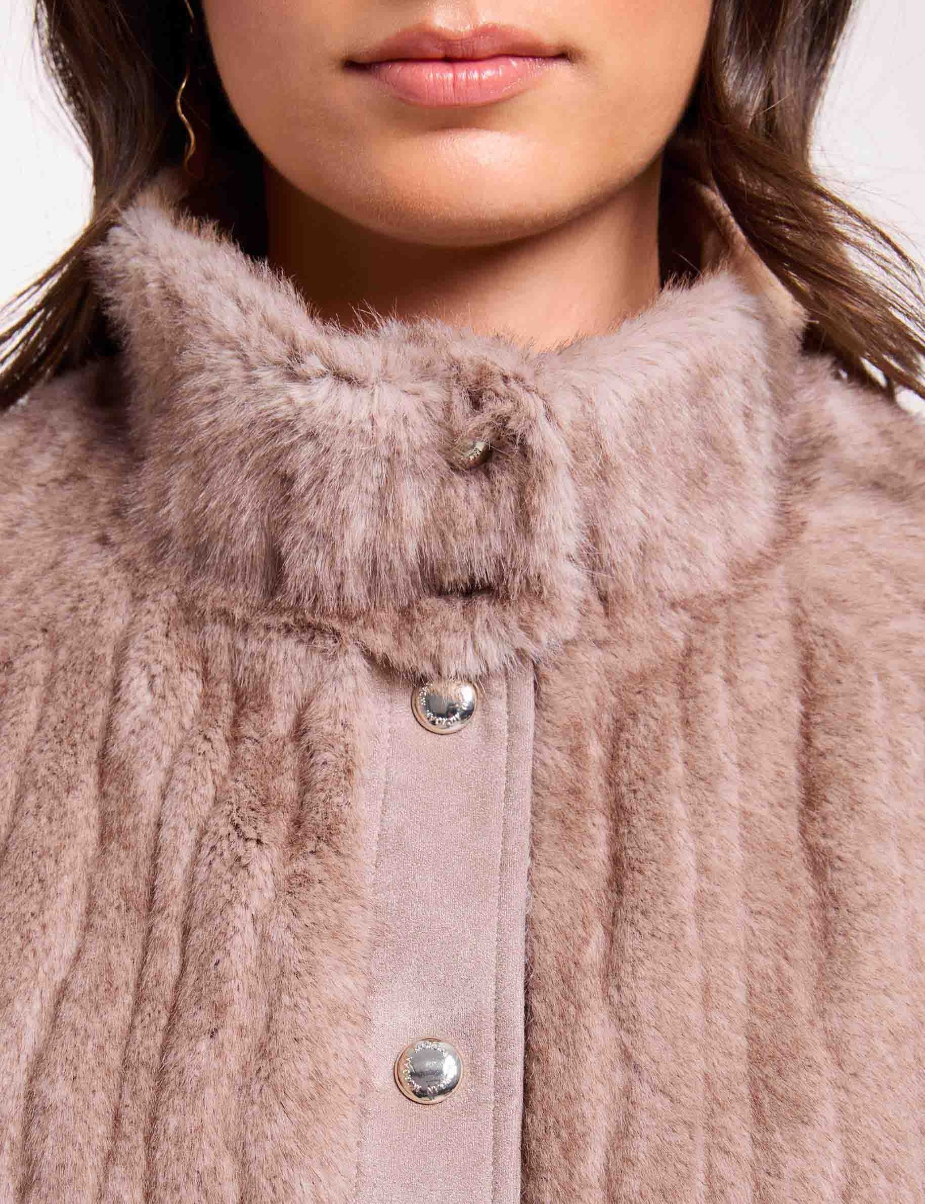Kurzmantel aus Kunstfell beige damen