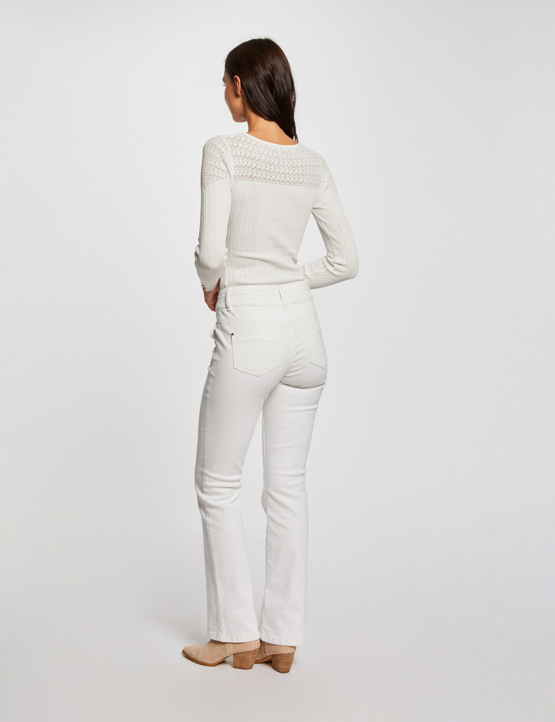 Bootcut-Jeans mit Pattentaschen elfenbein damen