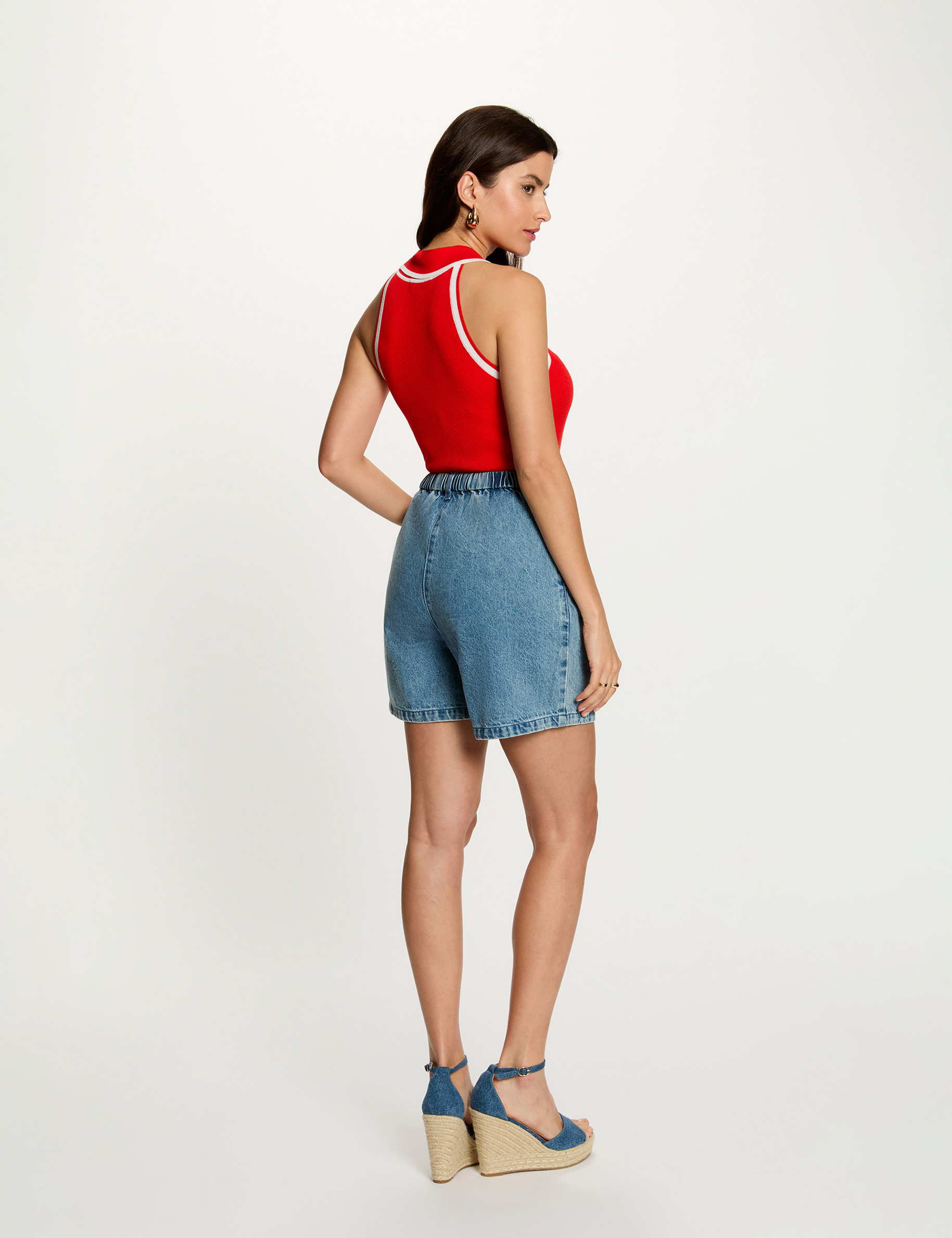 Figurbetonter Pullover mit Reverskragen leuchtend rot damen