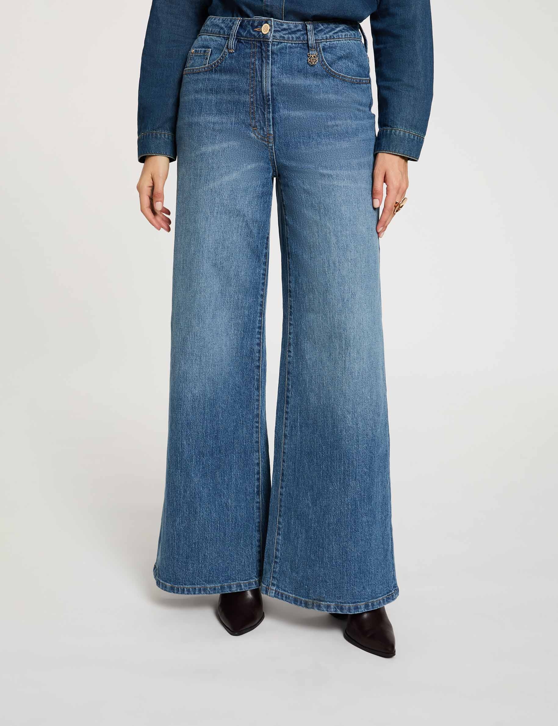 Jean large taille haute denim stone femme