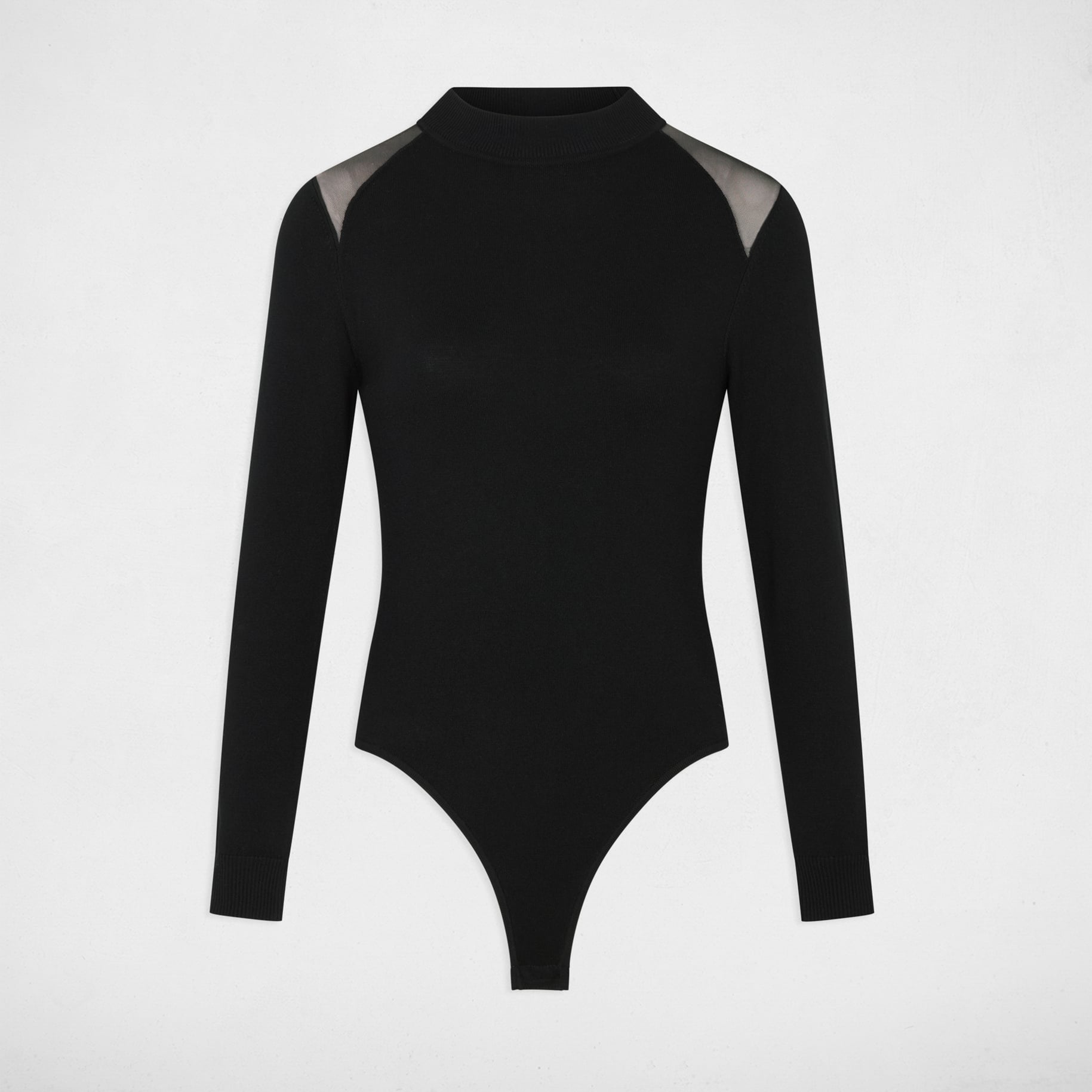 Body mit transparentem Schulterbereich schwarz damen