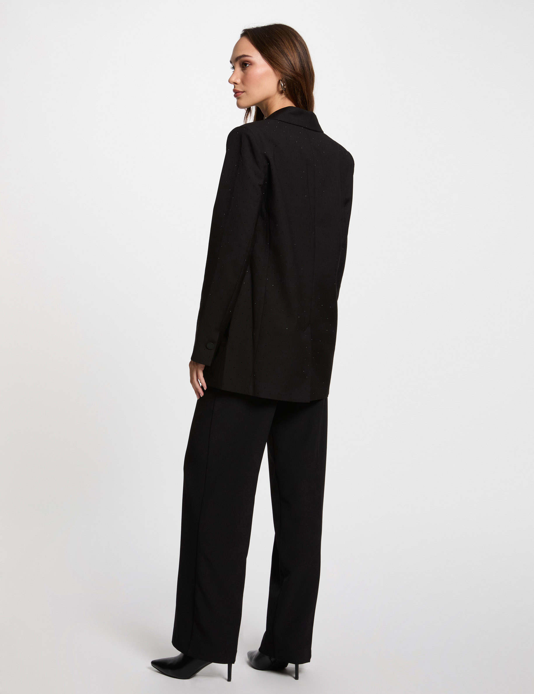Langer Blazer mit Pailletten schwarz damen