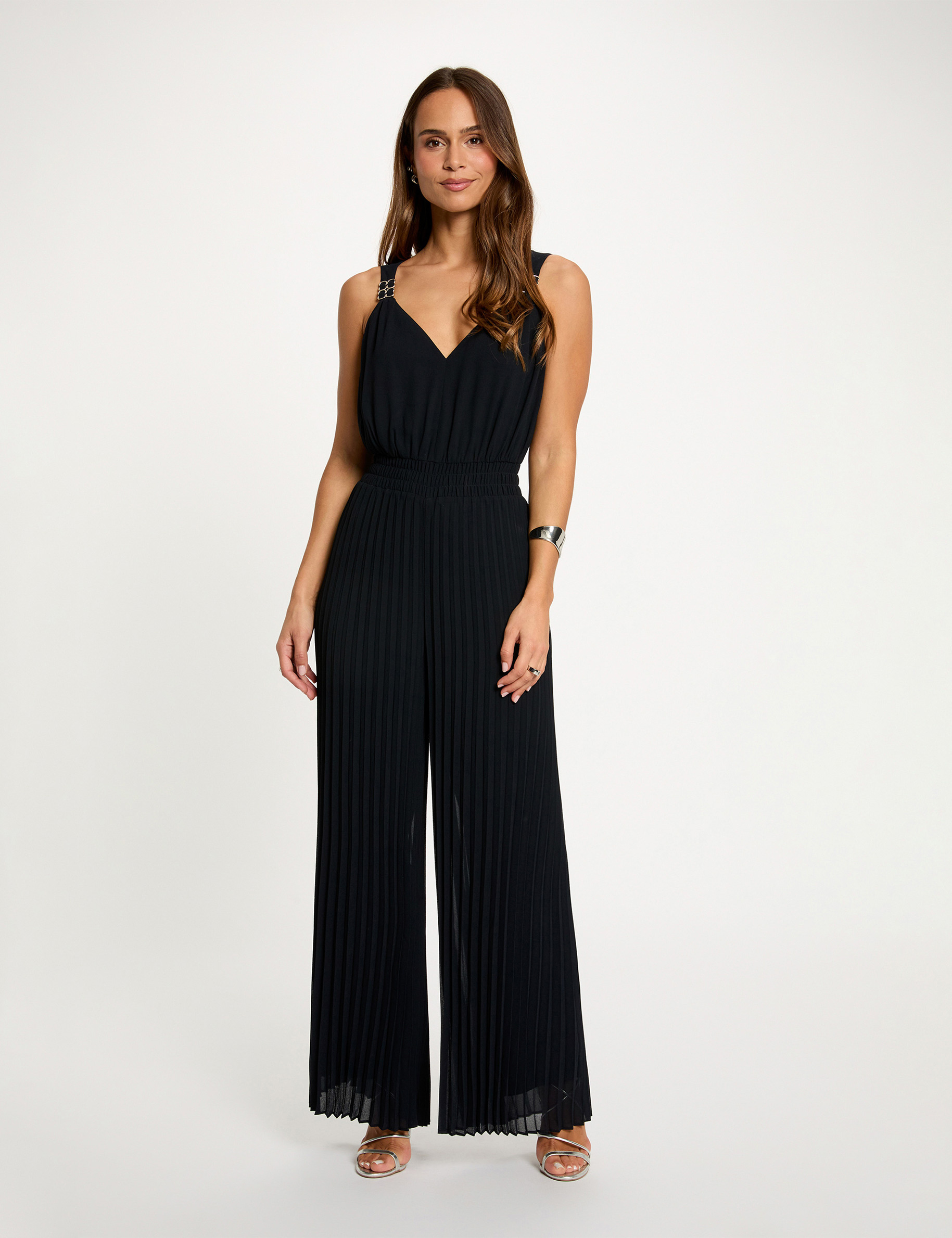 Plissierter Jumpsuit marineblau damen