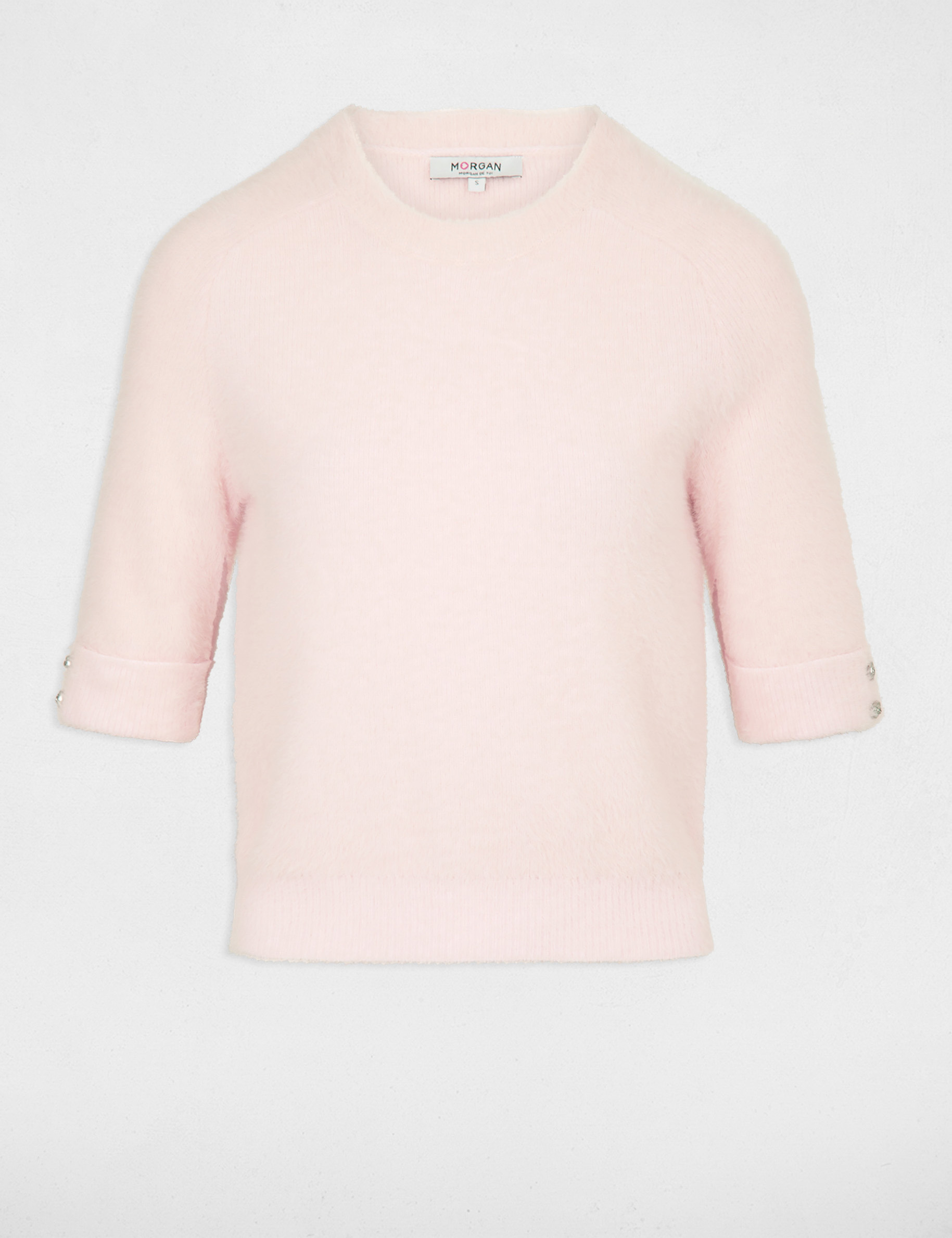 Kurzarm-Pullover rosa damen