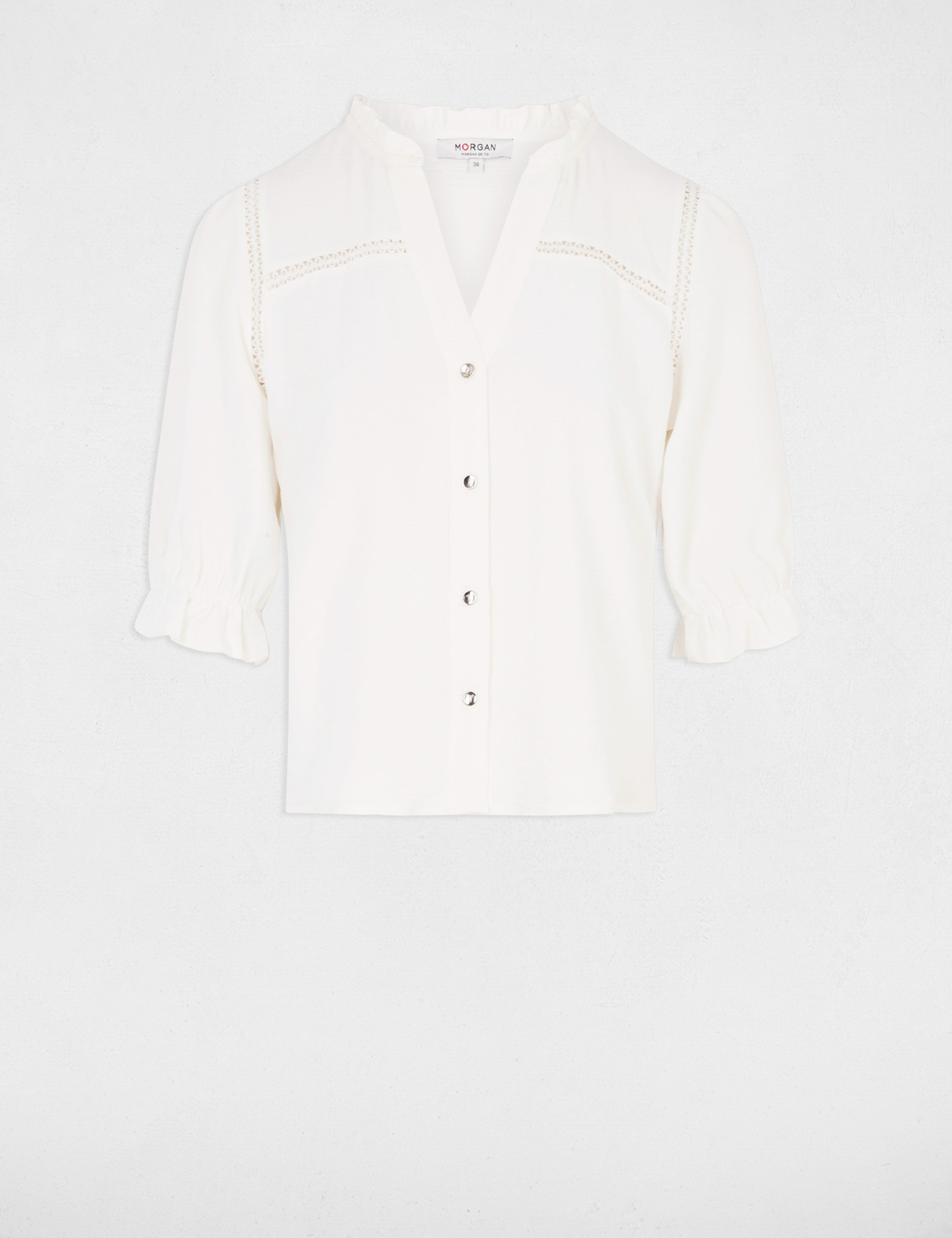 bluse mit 34 armeln elfenbein damen Bluse mit 3/4 Ärmeln elfenbein damen