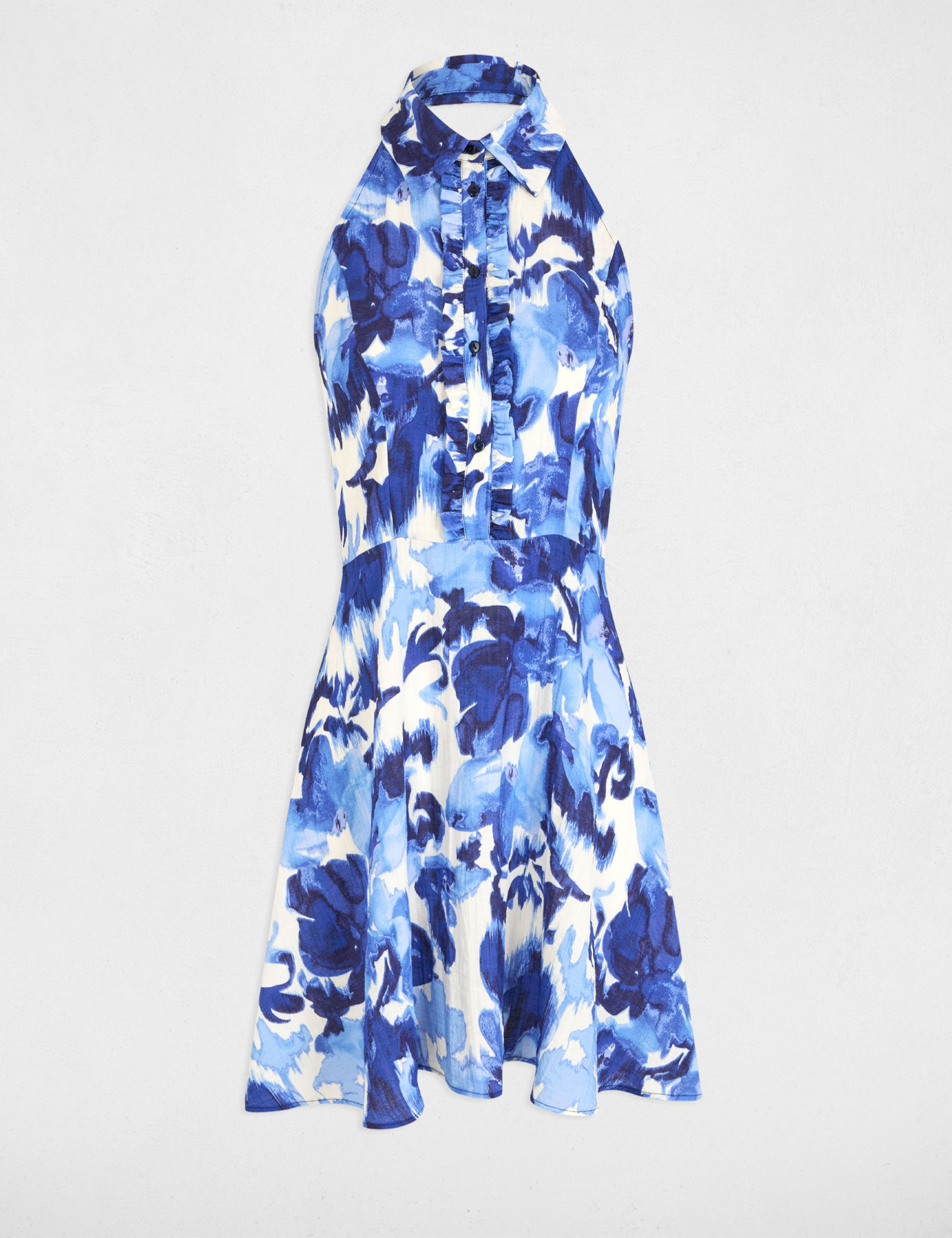 kurzes ausgestelltes kleid mit muster mehrfarbig damen Kurzes ausgestelltes Kleid mit Muster mehrfarbig damen