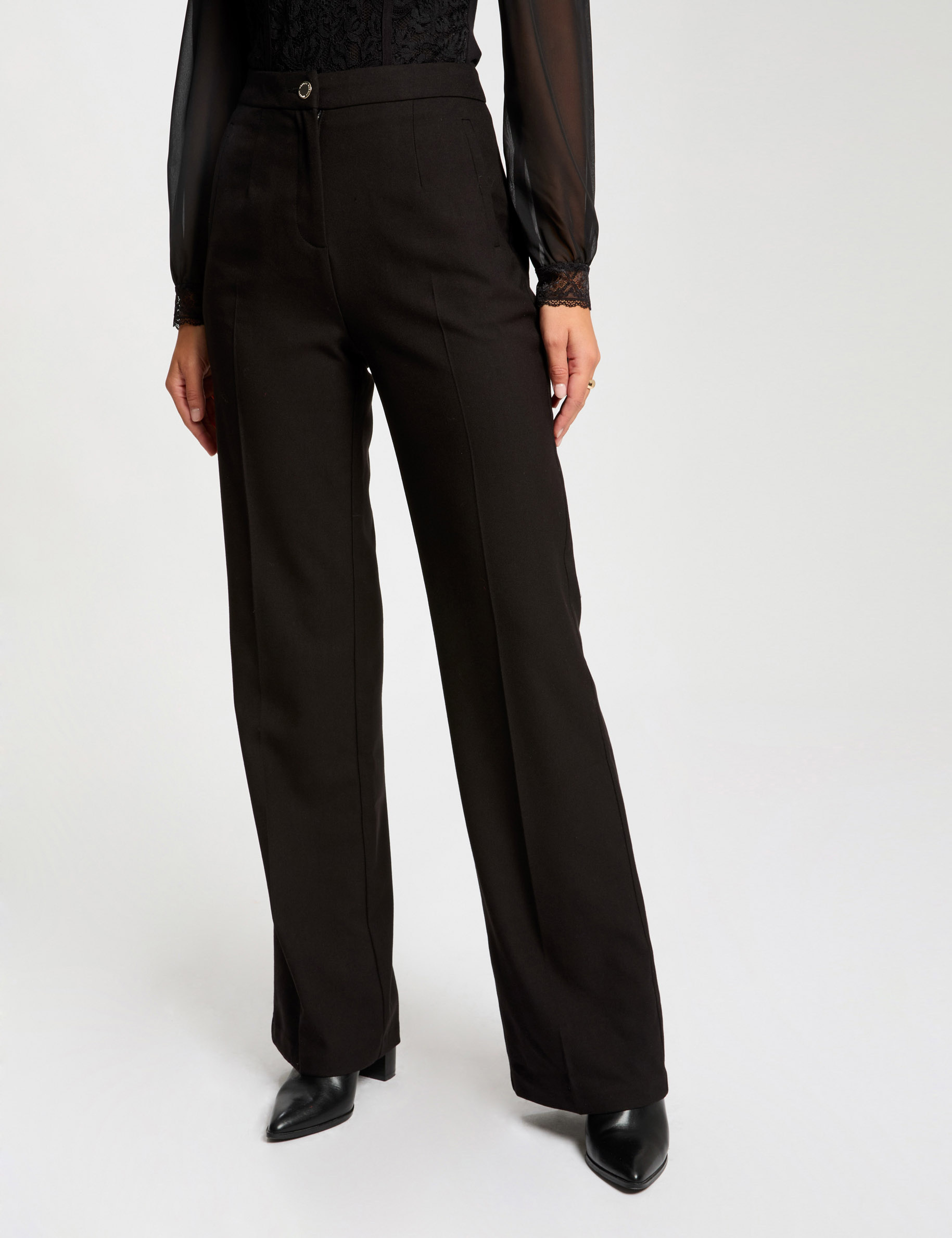 flare hose mit abnahern schwarz damen Flare-Hose mit Abnähern schwarz damen