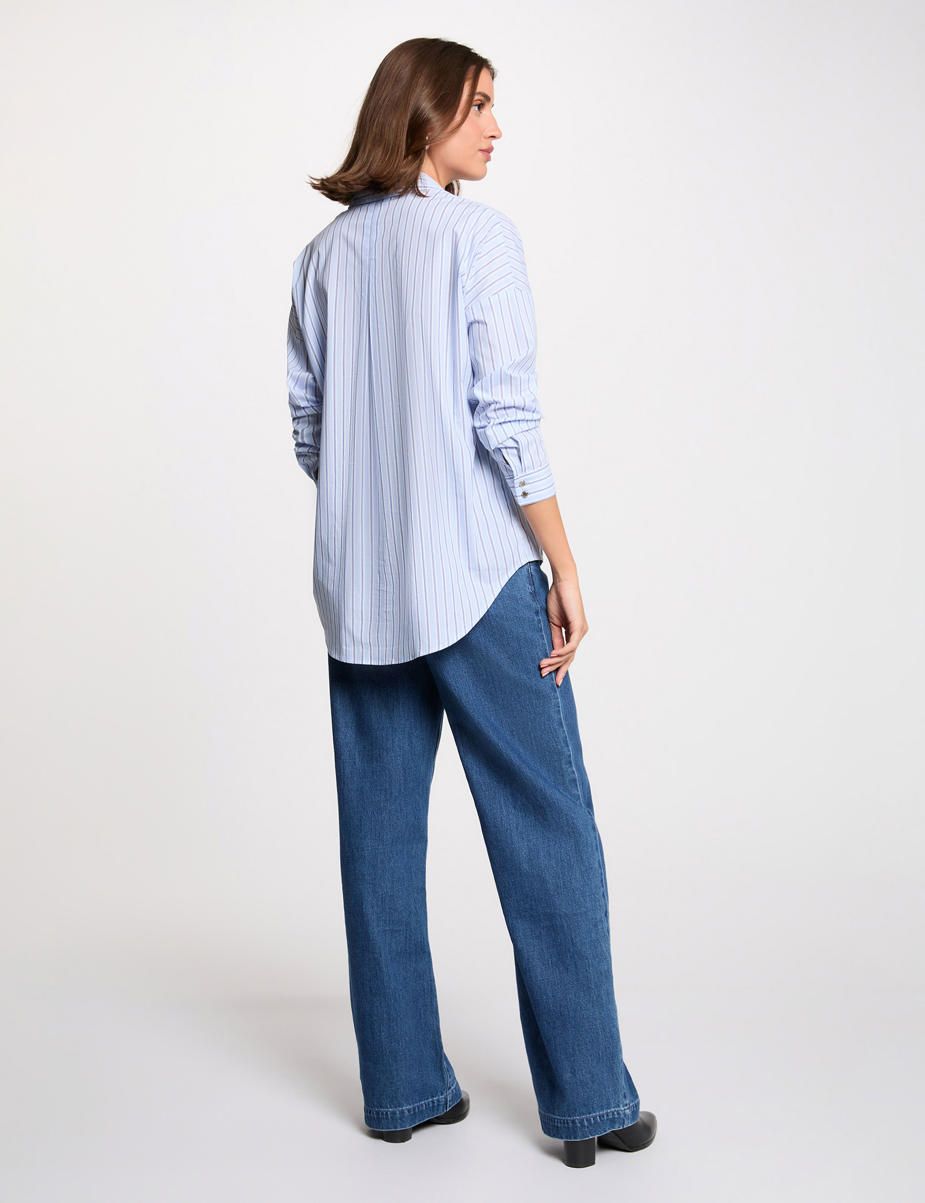 Oversize-Hemd mit Streifen mehrfarbig damen