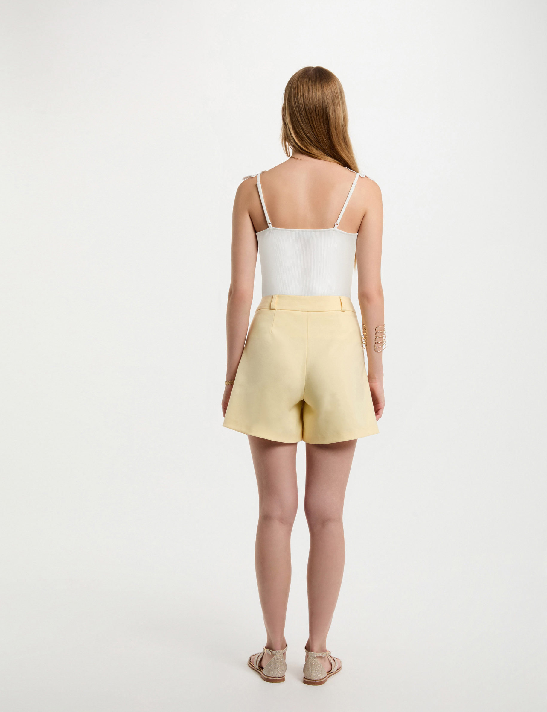 short droit jaune pastel femme Short droit jaune pastel femme