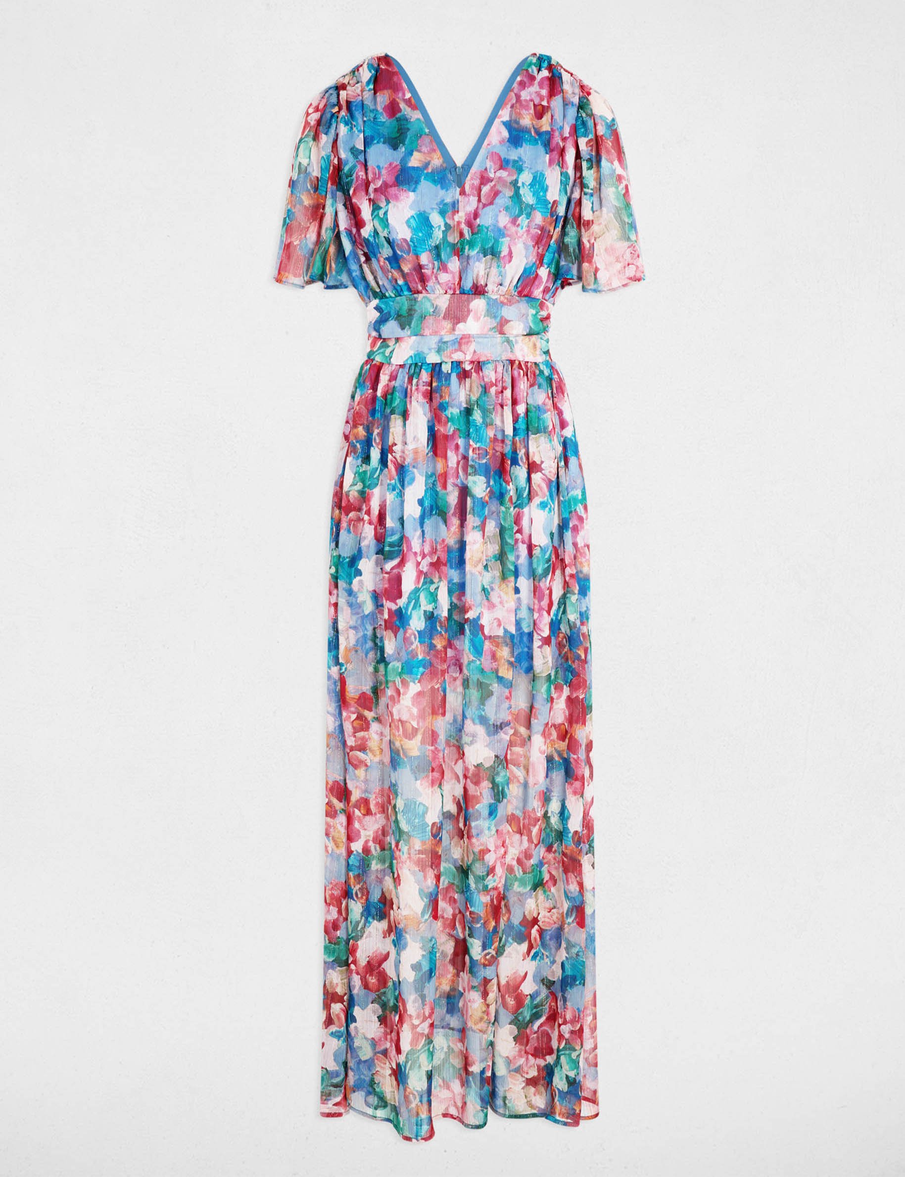 Langes flie&szlig;endes Kleid mehrfarbig damen