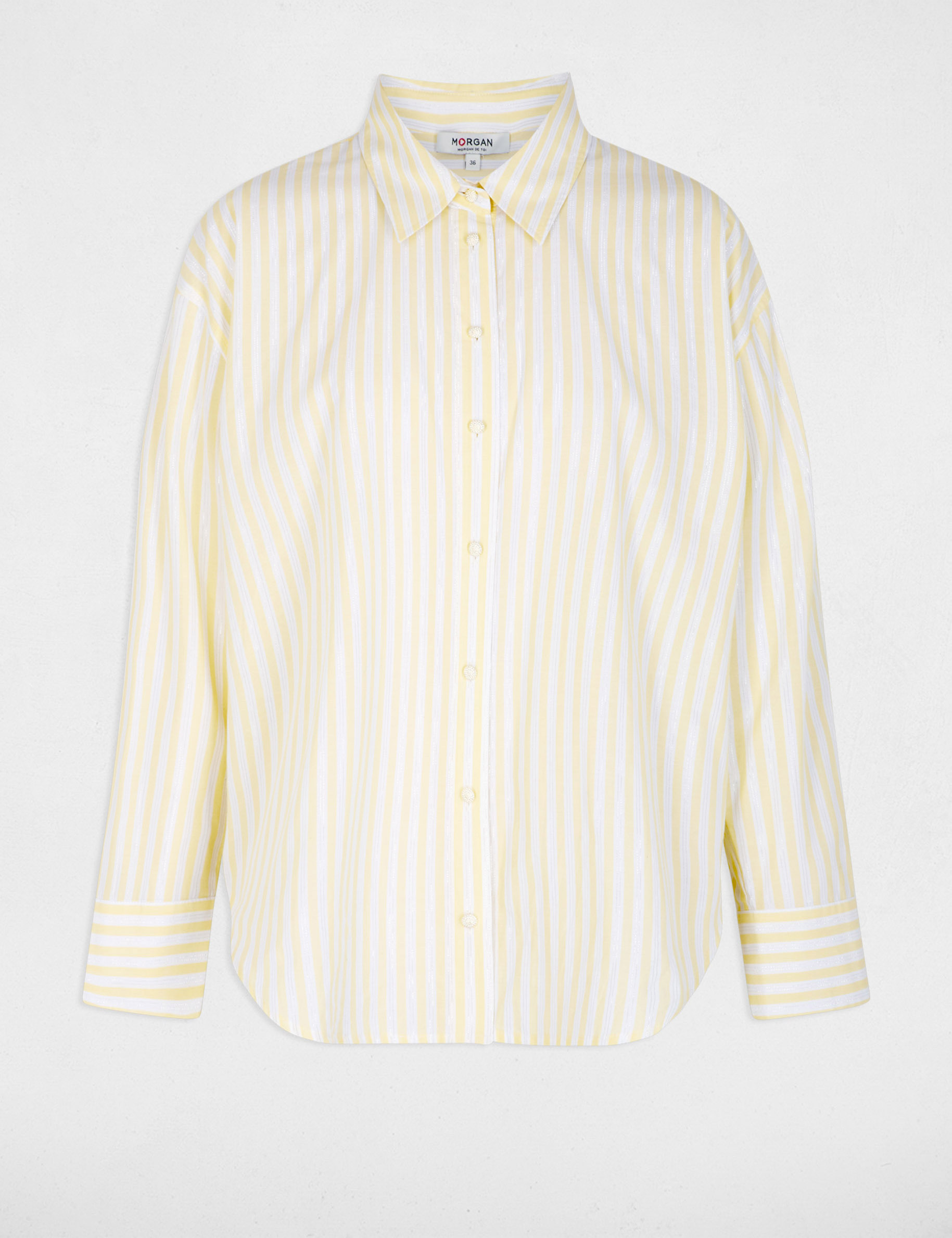 Gestreiftes Hemd mit Reverskragen hellgelb damen